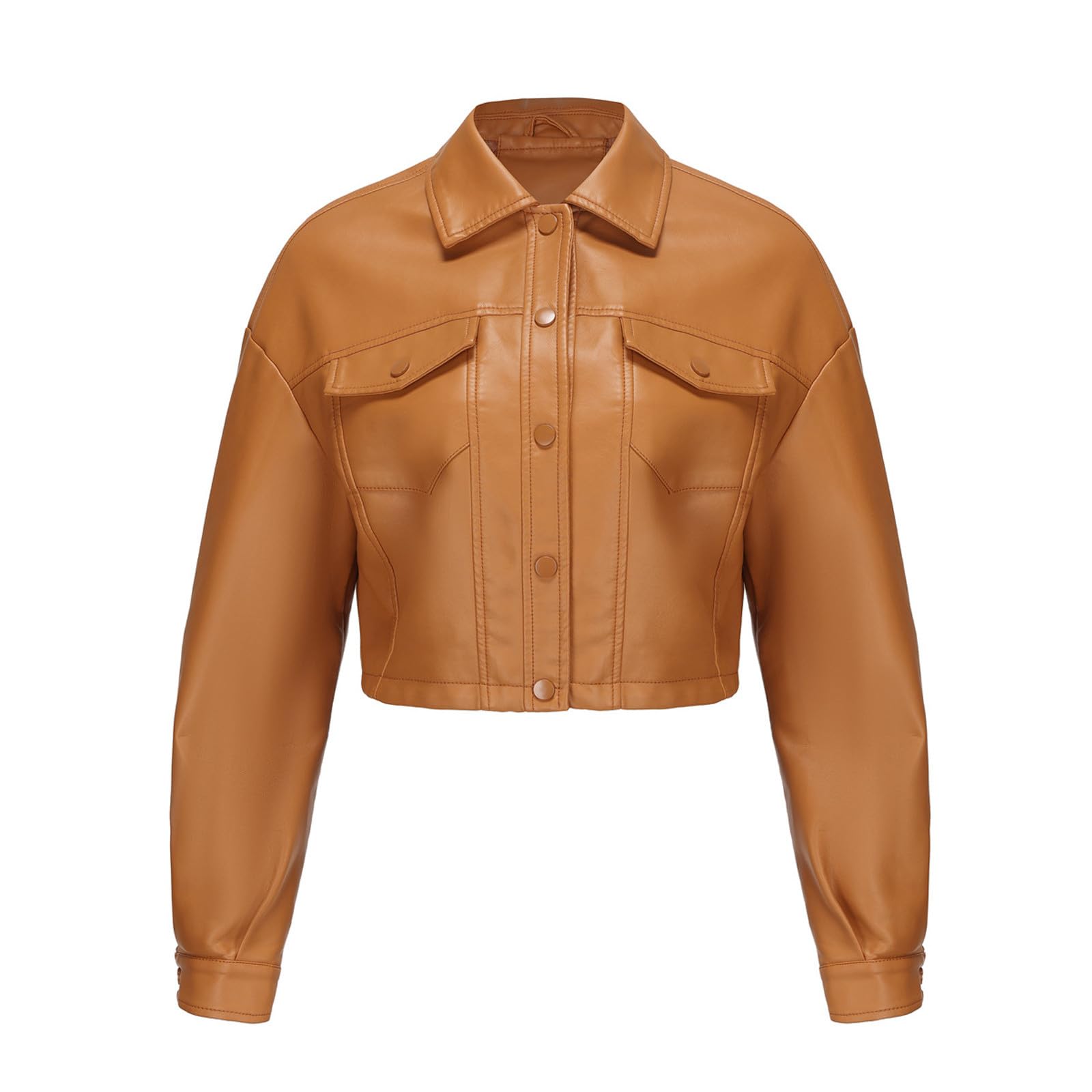 Giacca Ecopelle Donna in Pelle Giubbino Primavera Bomber Corta Curvy Giacchino Leggero Jacket Elegante Leggera Giubbotto Giacchetto Biker Finta Primaverile