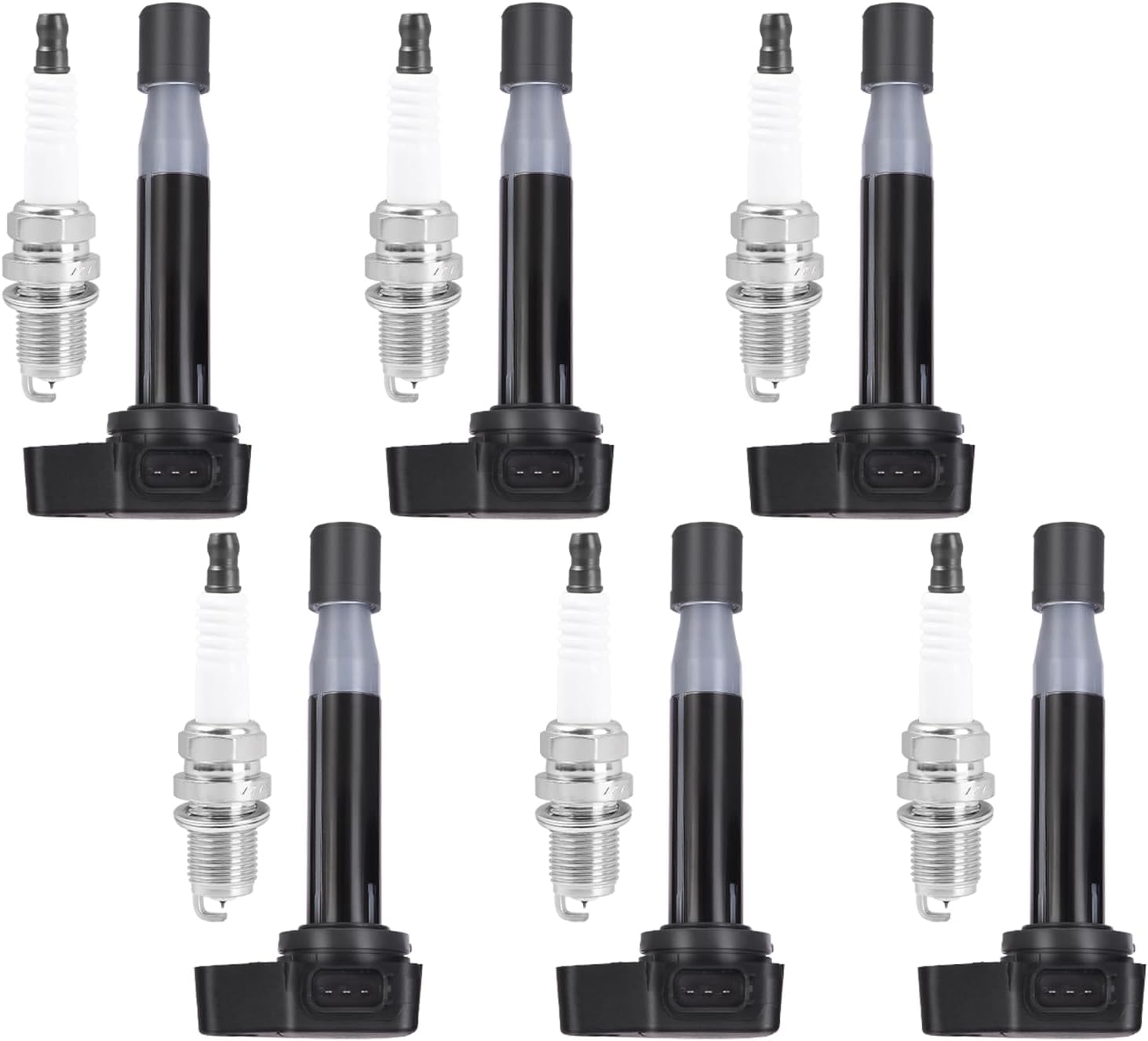 ITOM Ignition Coil Pack and Spark Plugs UF242 Compatible with Acura 2001-2003 CL 1999-2003 TL 3.2L, for Honda 2000-2002 Accord 3.0L, for 1999-2010 Odyssey V6 3.5L Coil Packs Set of 6