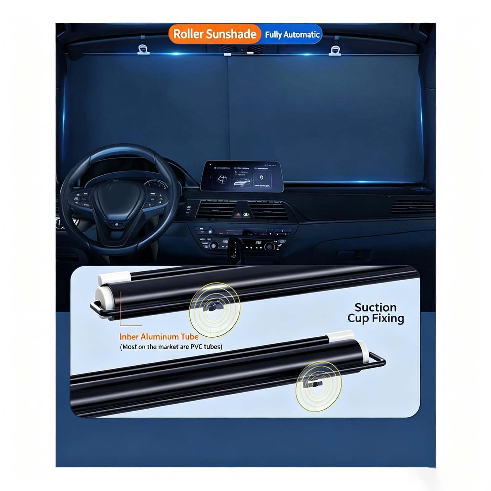 Parasole Auto per Renault Kadjar 2016-2020 | Struttura a rullo automatico in alluminio, strato nano cristallo di ghiaccio, ventose salde, protezione UV e calore