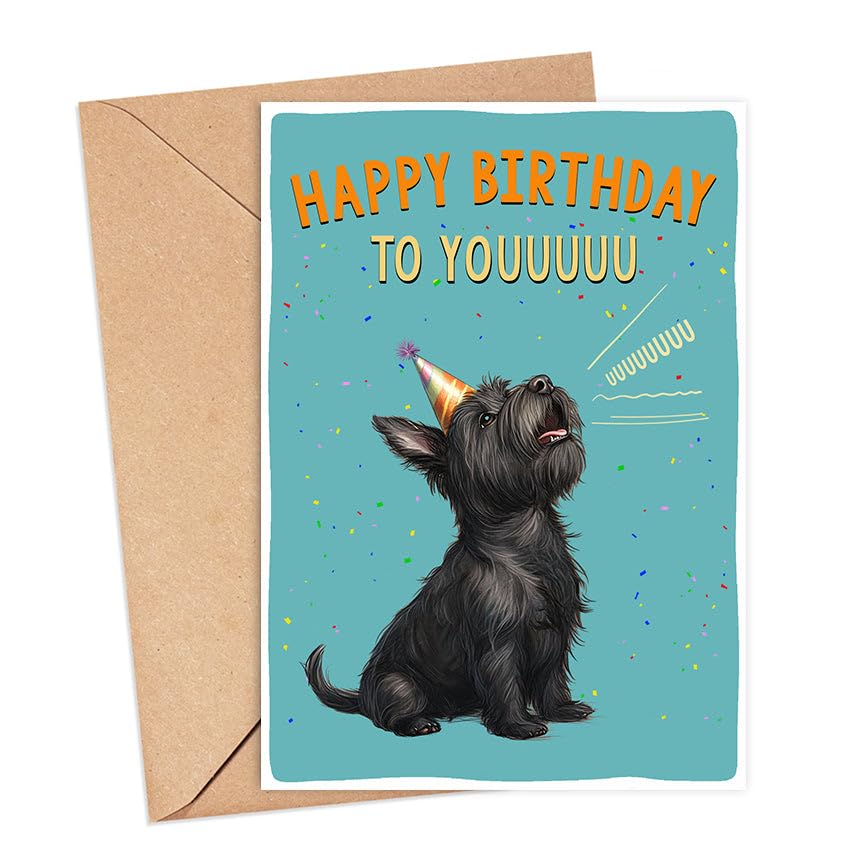 Scottish Terrier Dog Card, Birthday Card For Dog Owner, Funny Scottish Terrier Dog Birthday Card, Gift For Scottish Terrier Dog Lovers, Gift For Dog Moms, Dog Dads, Happy Birthday To Youuuu