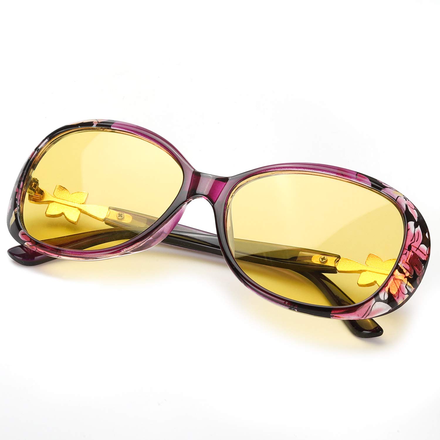 Myiaur Night Vision Glasses for Driving, Women Night Driving Glasses Anti Glare Polarized, Polarized Yellow Glasses