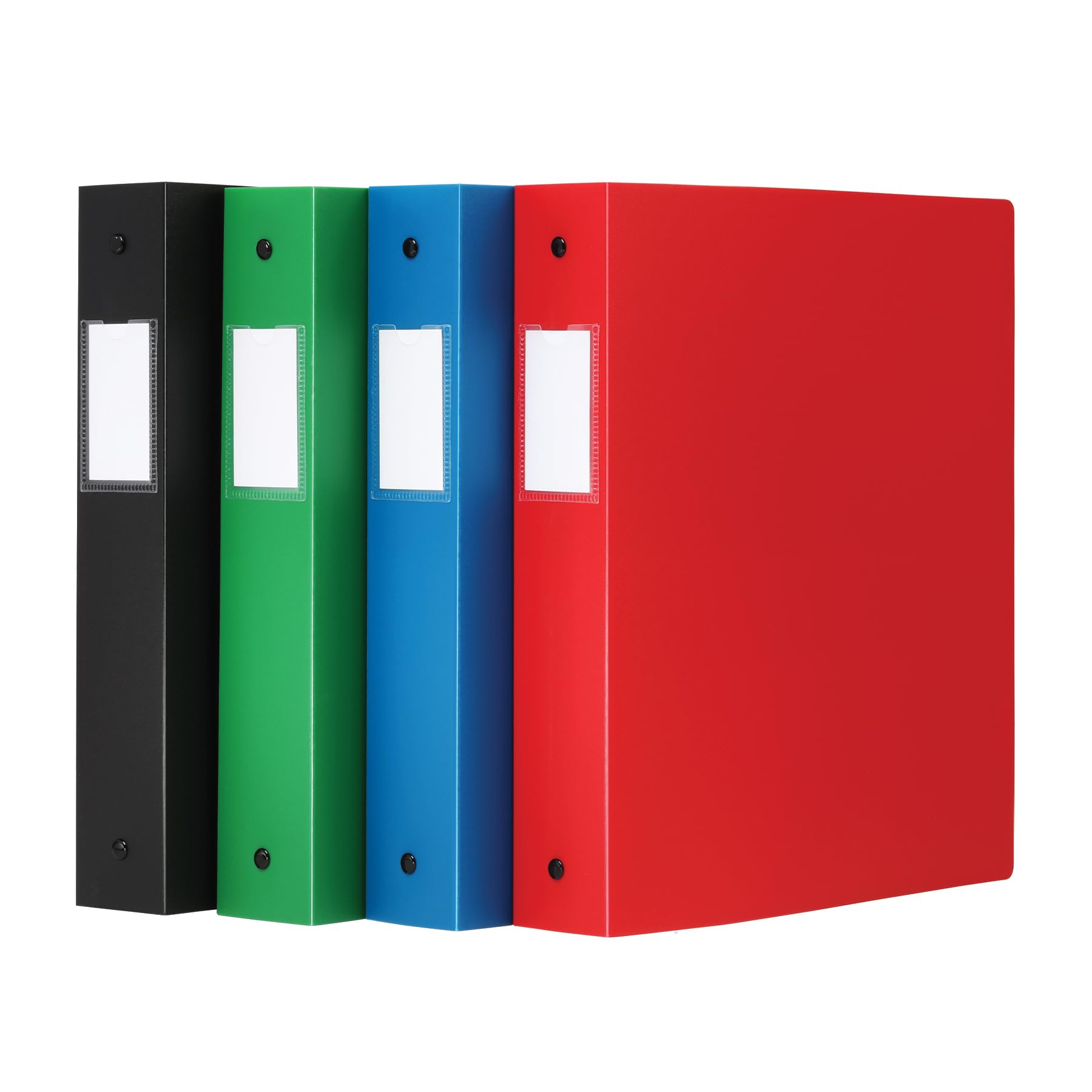 Oxford Lot de 4 classeurs flexibles pour l'école et le bureau, 4 poches transparentes, peut contenir jusqu'à 350 feuilles, classeur de 3,8 cm, 4 couleurs assorties : noir, vert, bleu et rouge