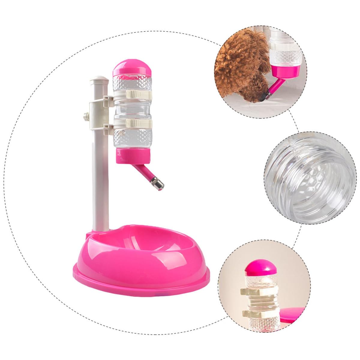 YARNOW Alimentador Automático para Mascotas Bebedero Visualizado de 500ml, Botella Desmontable de PP y PVC Adecuado para Perros Cuenco Elevable