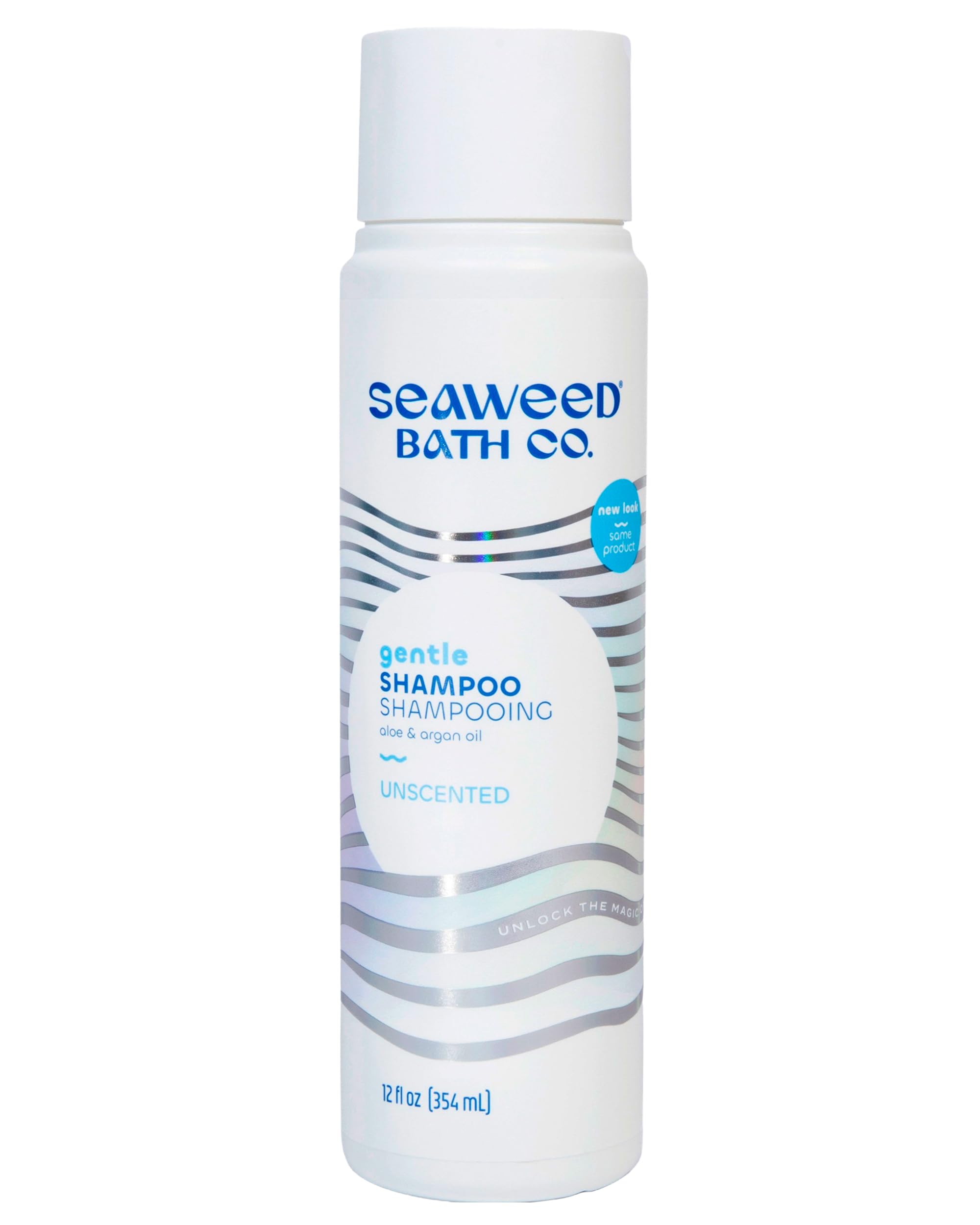 Seaweed Bath Co. Gentle Shampoo - Unscented - Nourishing Hair Care With Hyaluronic Acid, Aloe, Argan Oil, For Sensitive Scalps - 12 oz