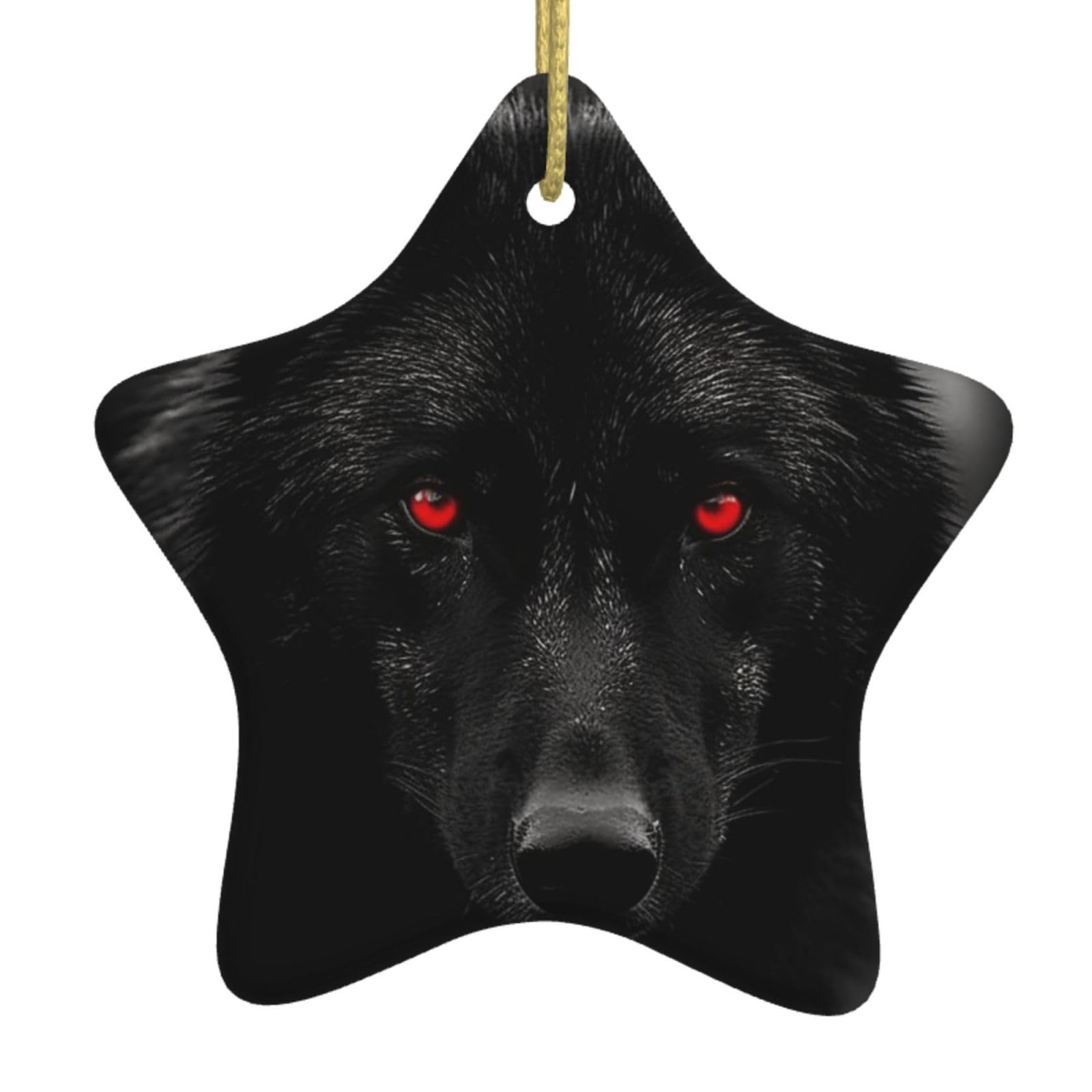 Fodpand Women's White Black Red Eyed Wolf Christmas Ornaments 2025, Gift Exchange For Men, Collectible Ceramic Ornament Star Hanging Ornaments For Christmas Tree Decoration