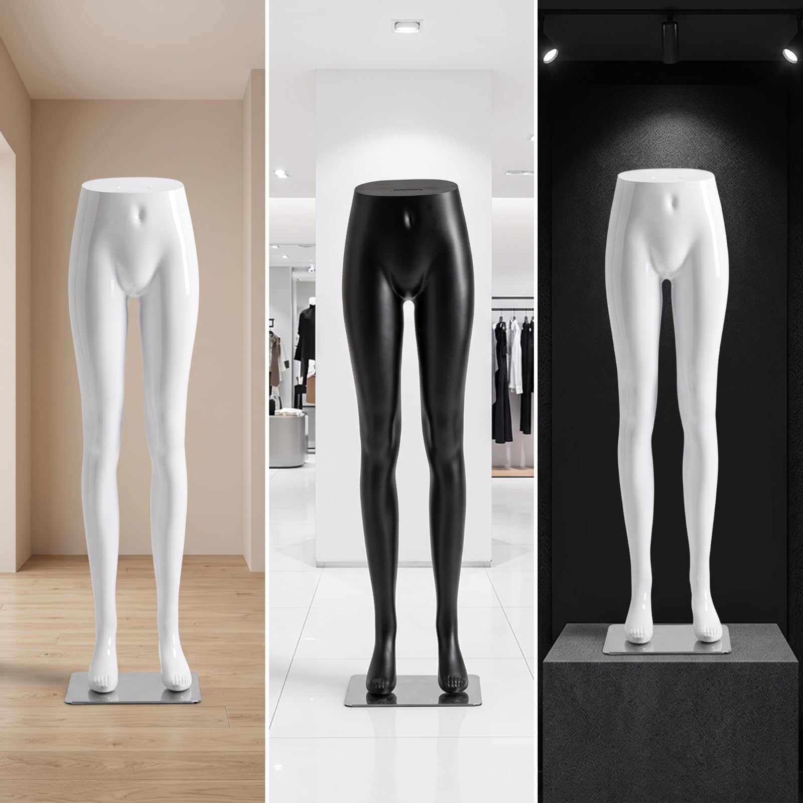 Damen-Beinmannequin mit Standfuß kompakt , Color to 4 , Beinmodell, Höhe 110 cm, Taillenumfang 67 cm, Hüftumfang 85 cm, Oberschenkelumfang 50 cm