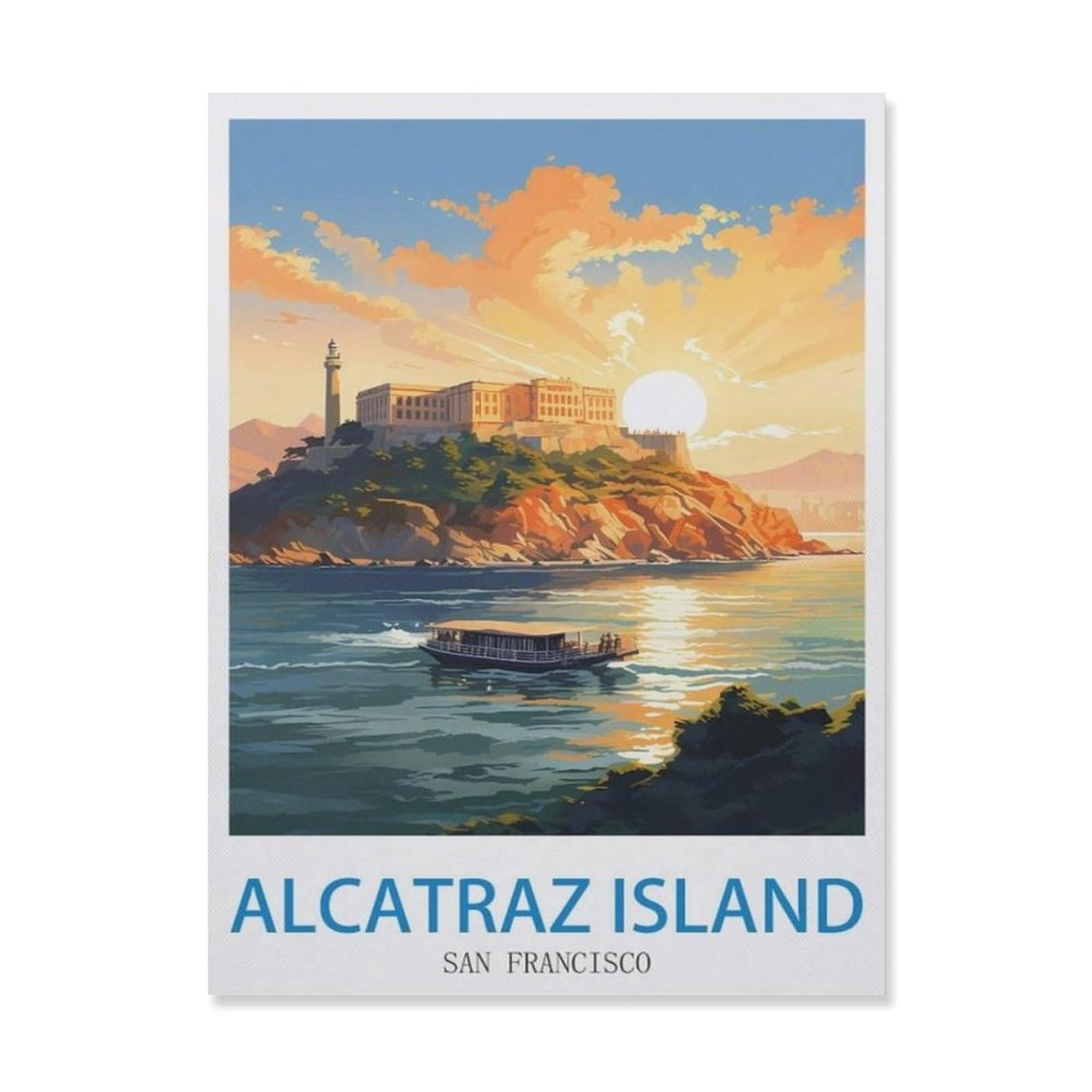 Vintage Wall Decor Metal Poster Plaque，Alcatraz Island San Francisco，Sign Farmhousenostalgic Tin Sign For Home Cofe Kitchen Pub Bar Wall Decor(20x30cm）8x12 inch-EH66