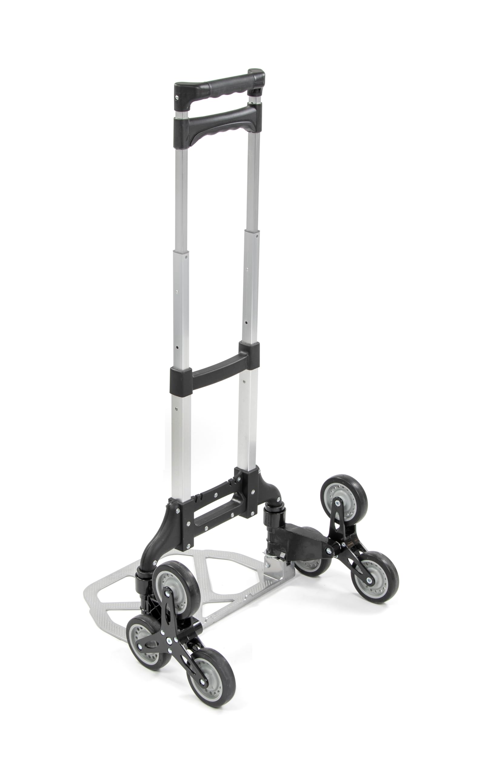 HEMMDAL Treppen-Transportkarre mit offener Schaufel | 50-80 kg Tragkraft | HxB 99,5 x 48,5 cm | 28 cm Schaufeltiefe | faltbar | aus Aluminium | Teleskop-Bügelgriff | Grau | platzsparend | Klappkarre
