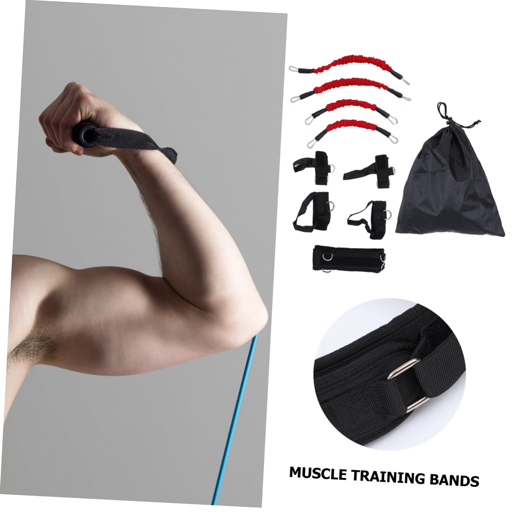 Set di Fasce di Resistenza per Allenamento Fitness 15lbs Nero | Corda Elastica Regolabile, Oxford Cloth e Lattice, per Gambe e Braccia