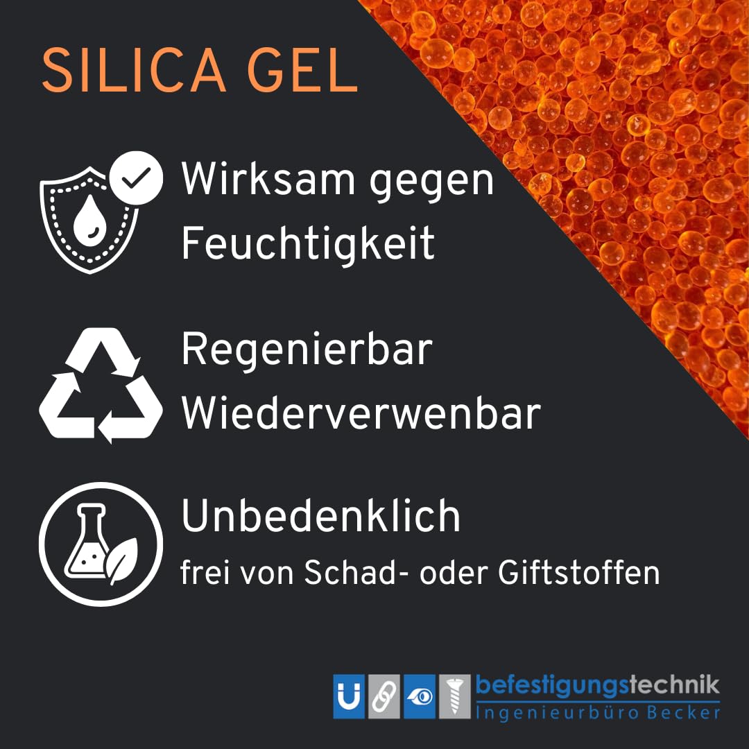 1 kg Silica Gel Orange Trockenmittel Indikator regenerierbar Entfeuchter (1 KG)