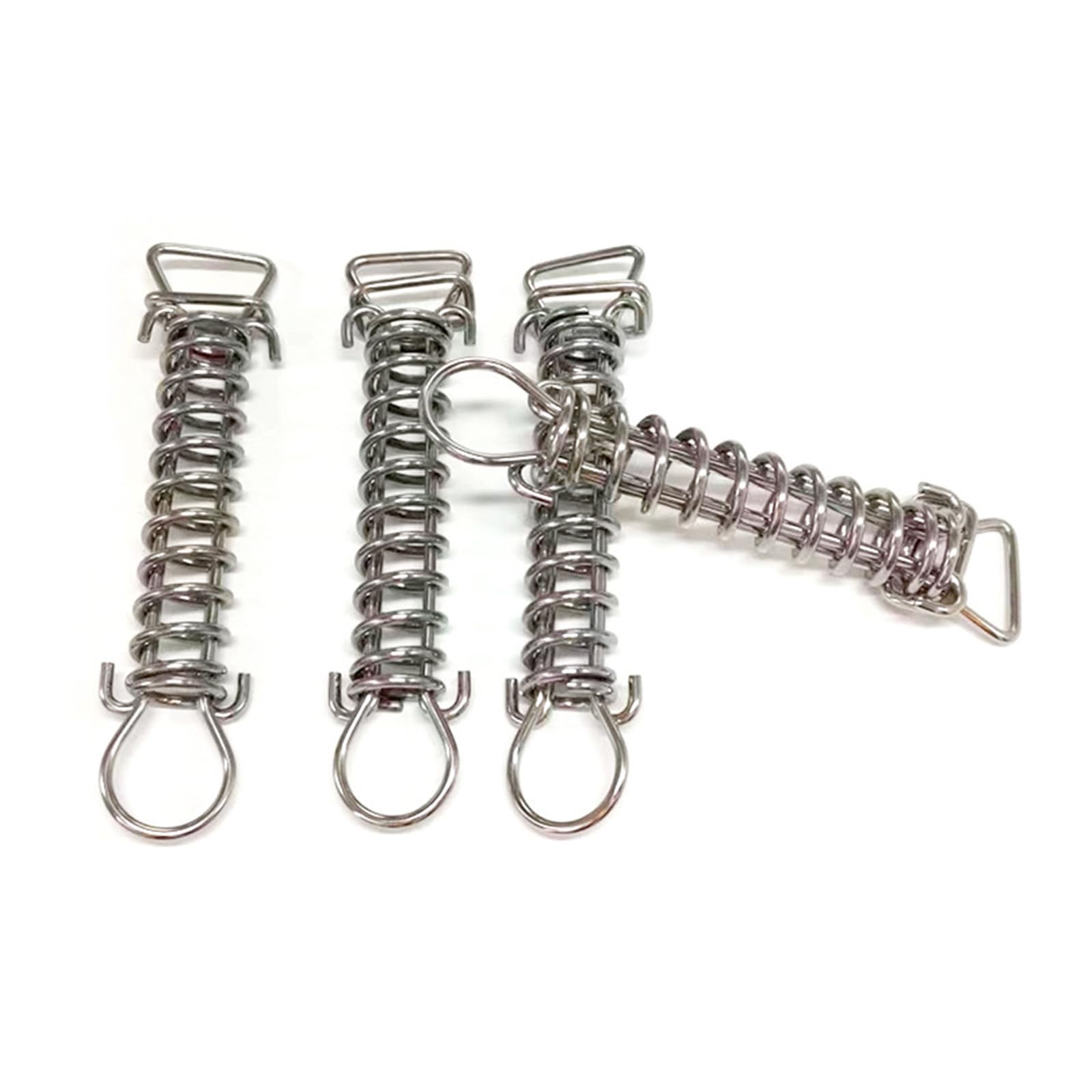 4 Crochets à Ressort Pour Tente Widream - Acier Nickelé, 10cm, Fixation Auvent