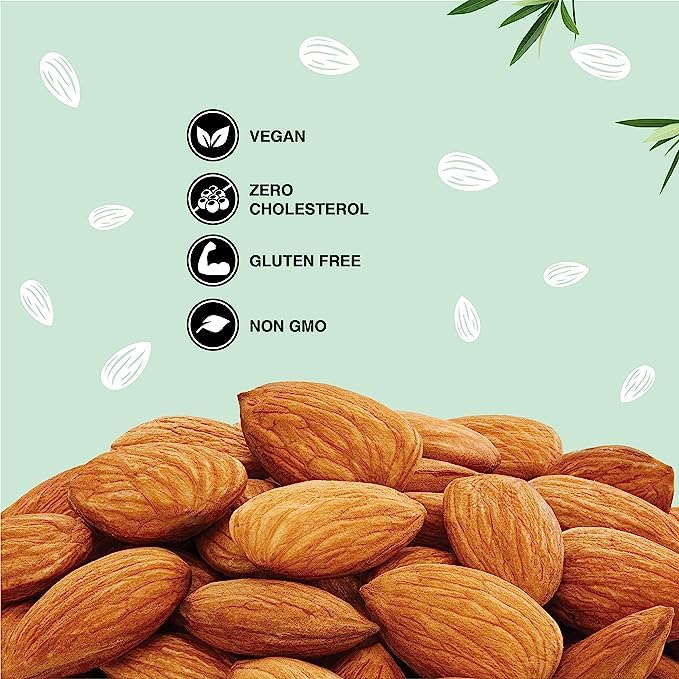 Image of Pureheart Nutreat Natural Almonds (80 gm) Premium California Almond Nuts /Dry Fruit, Crunchy & Delicious Dried Badam, Resealable Pouch