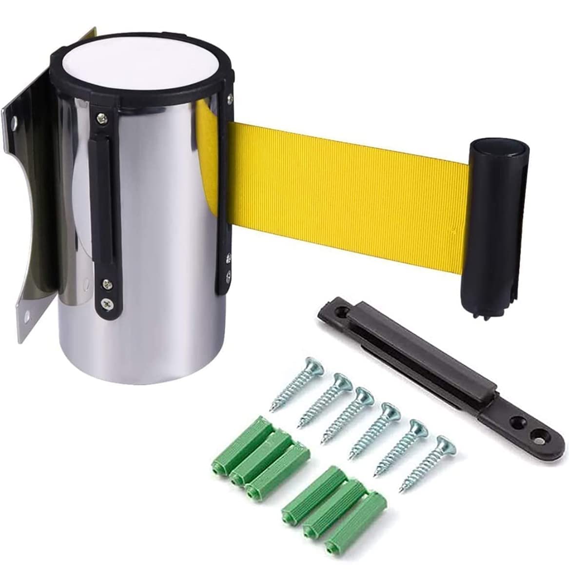 YNIYUJKL Retractable Queue Barrier Belt - 2M Yellow Stainless Steel Safety Tape For Crowd Control, Perfect For Retail, Airports, Banks, Events & Queue Management,Yellow-5M(16.4FT)