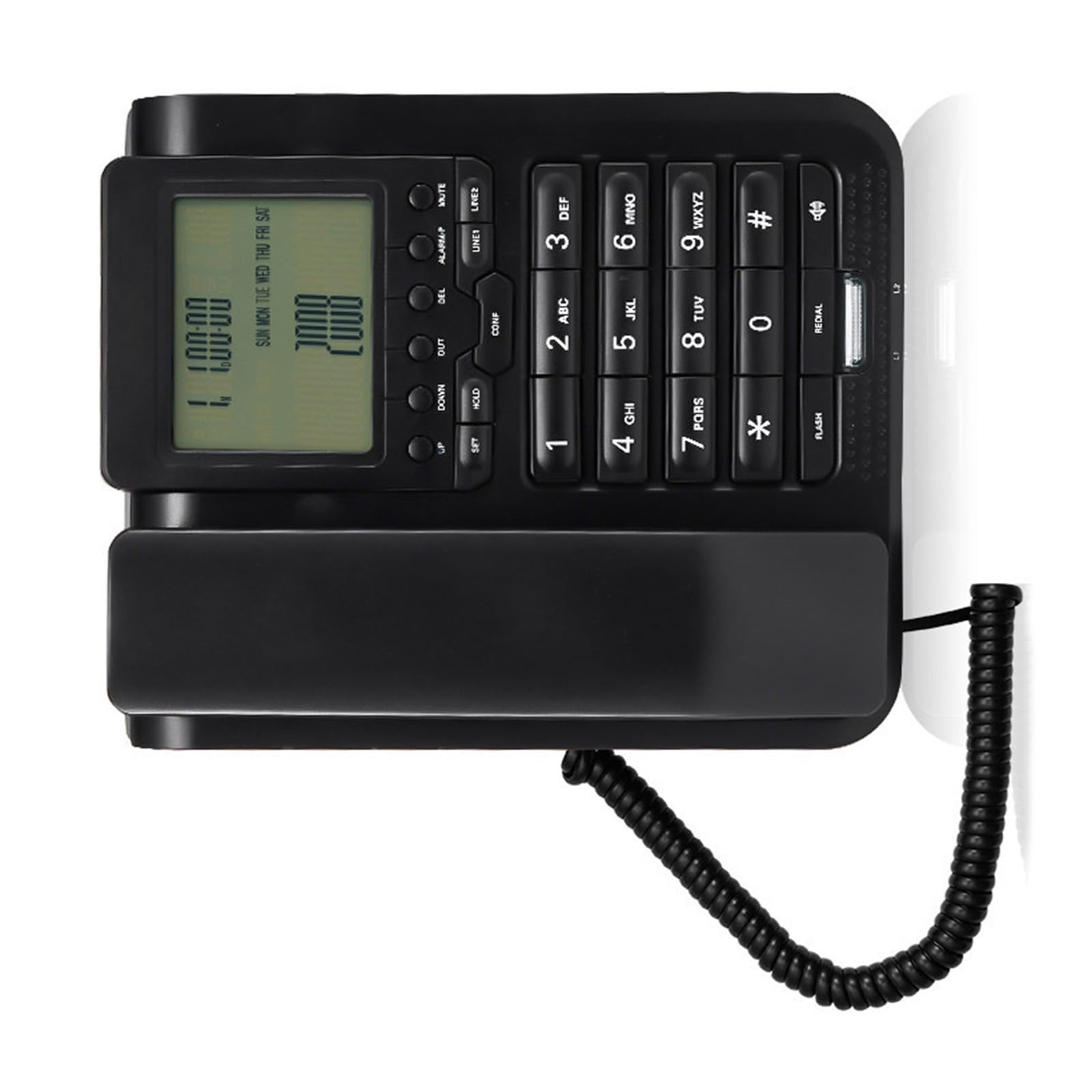 Backlits - Telefono fisso LCD con memoria e tastiera sovradimensionata per persone anziane con problemi di vista e retroilluminazione LCD regolabile