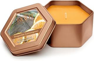 Root Candles Scented Candles in Travel Tin 24-Hour Honeycomb Traveler Handcrafted Beeswax Blend Candle, 4-Ounce, Tangerine Lemongrass