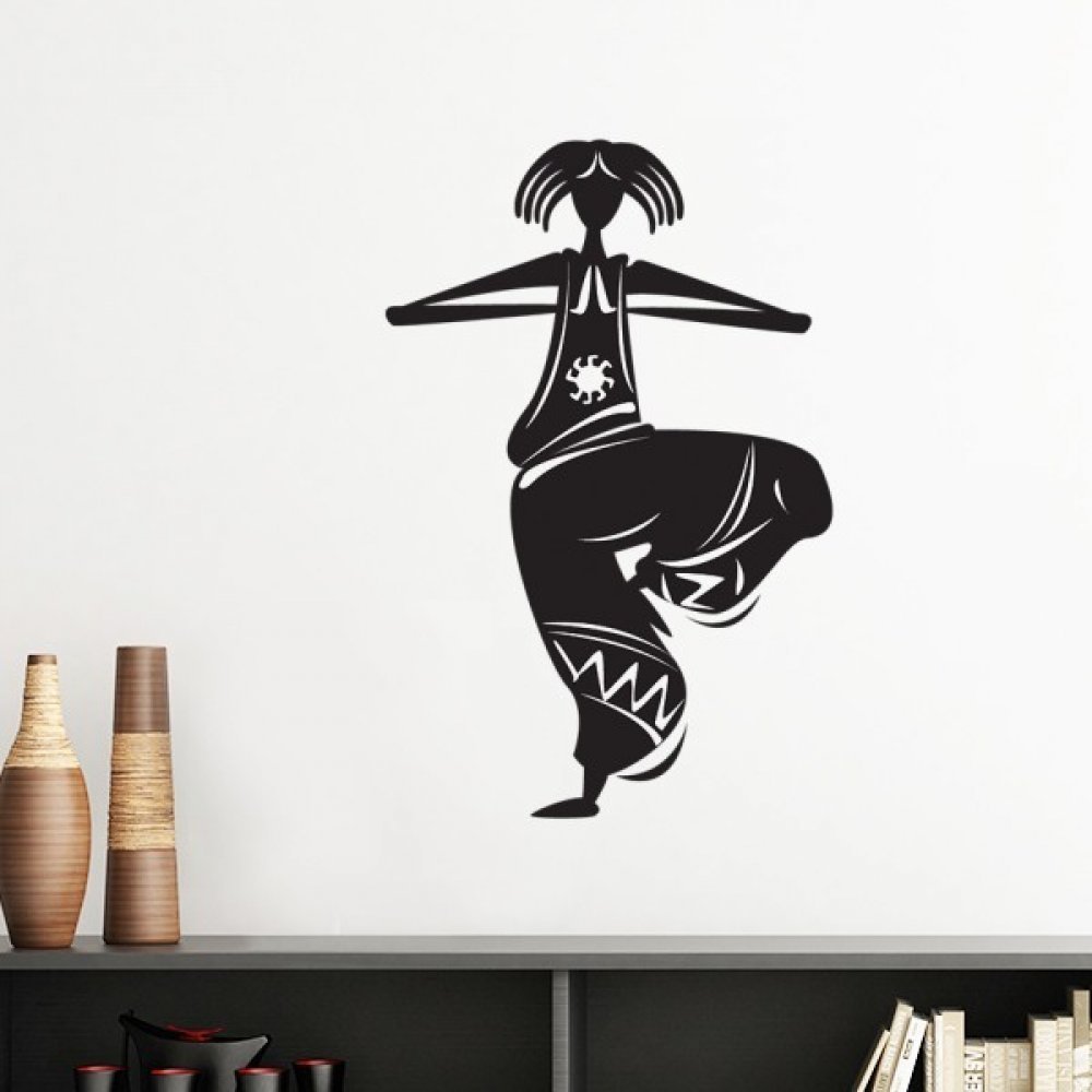 Sticker mural Mexique silhouette danse rouge 60cm déco amovible