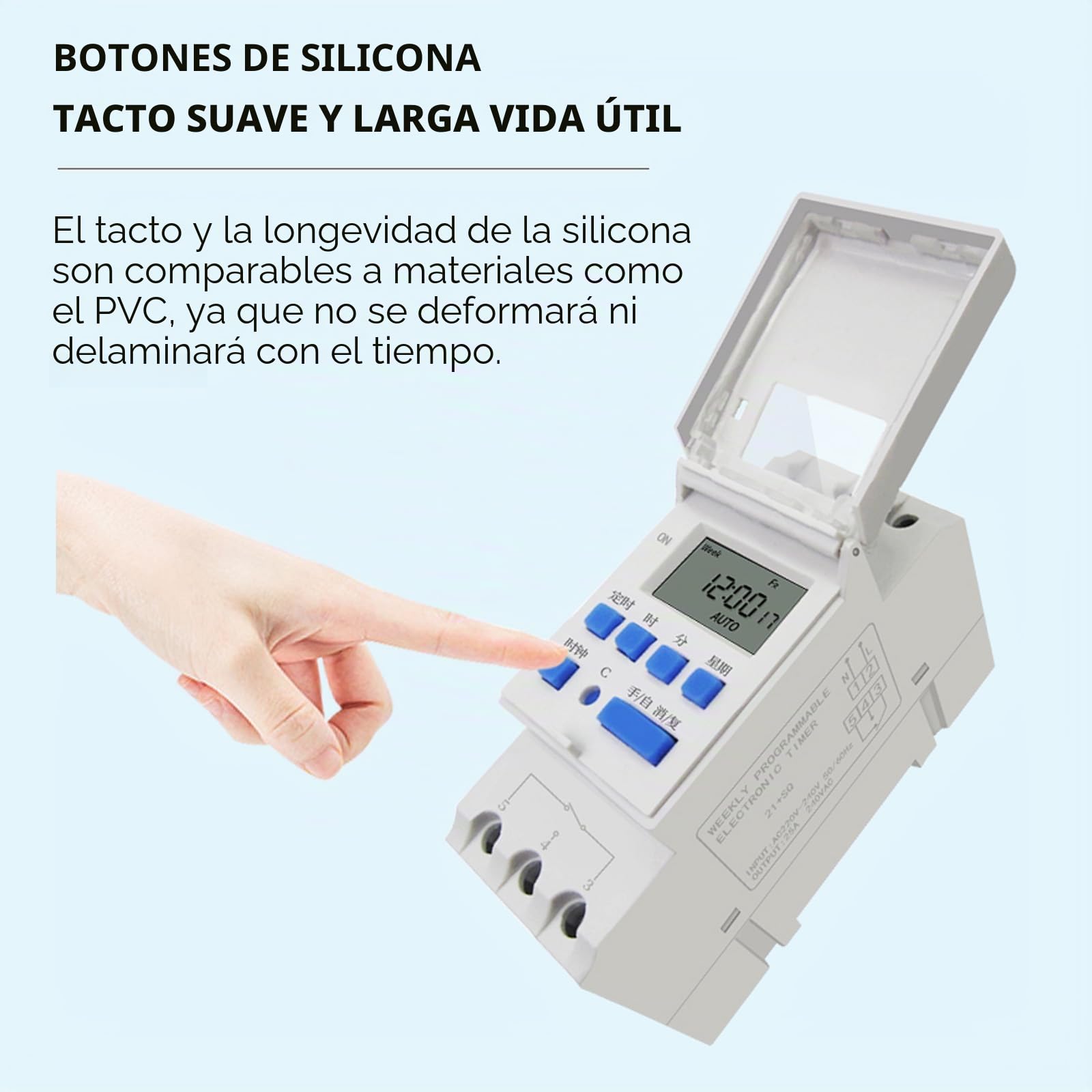 Interruptor Temporizador Semanal Programable Pantalla de Relé LCD Interruptor de Relé con Función de Cuenta Inversa Batería Extraíble 12V DC 16A