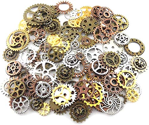 kuou 100 Grams Cogs and Gears, Steampunk Accessories Assorted Antique Steampunk Craft for Crafting Jewelry Making Accessories