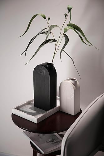 Miniatura 7 de TERESA'S COLLECTIONS Jarrón moderno para libros en blanco y negro para decoración del hogar, floreros decorativos de cerámica para estante, repisa