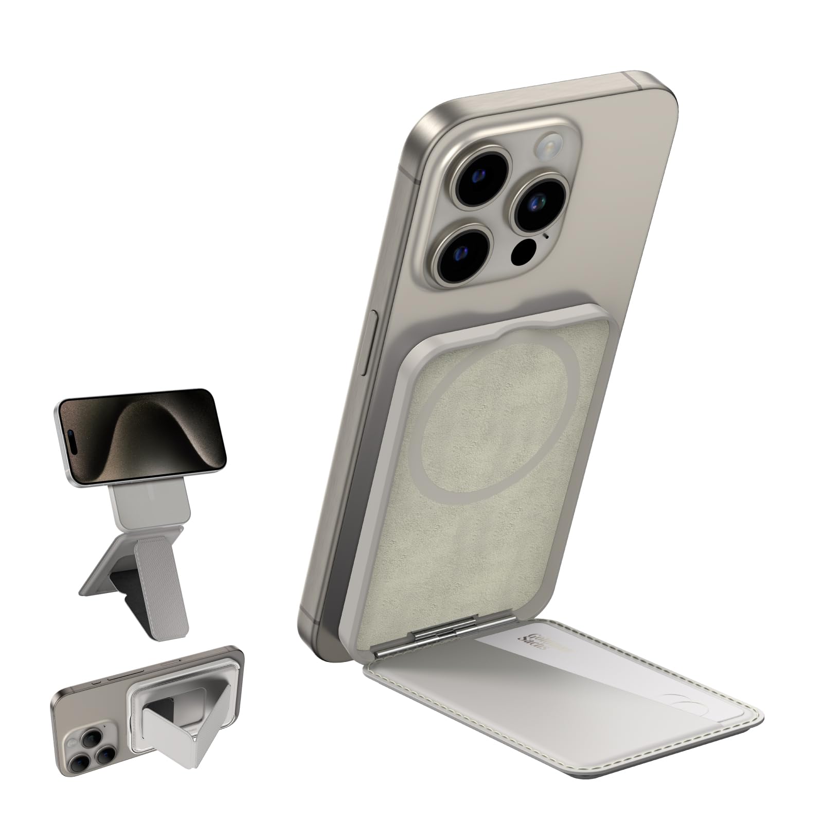 Compatible with Magsafe Wallet for iPhone 17/16/15/14/13/12 Series, Versatile Phone Stand, Card Holder Phone Grip, Strong Magnetic Strength,