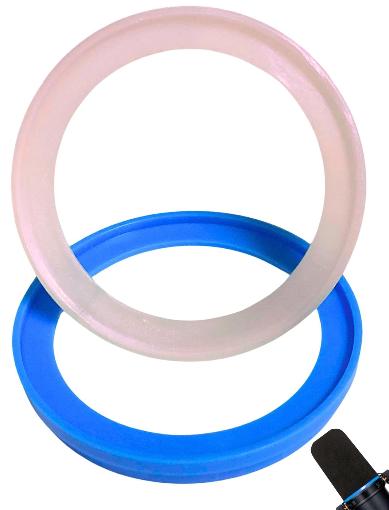 RhymKawa SM7b Pop Filter Retaining Ring for Shuer SM7B, SM7dB Microphone Foam Windscreen Accessories, Custom Identifier 2 Pack (Blue Illusory)