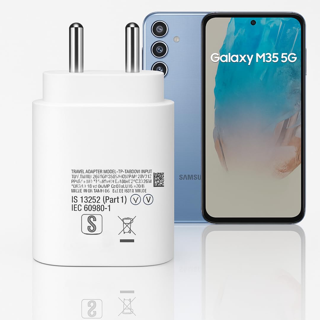 Samsung 25W PD Type C Super Fast Charging Adapter Compatible with Samsung M36/A17/M35/M05/M06/M16/A16/ S25/F06/A06/F55/F15/A15/M55s/M14/M15/M33/M34/F05/A14/A15/F14/S24, Charge Adaptor 25 Watt, White