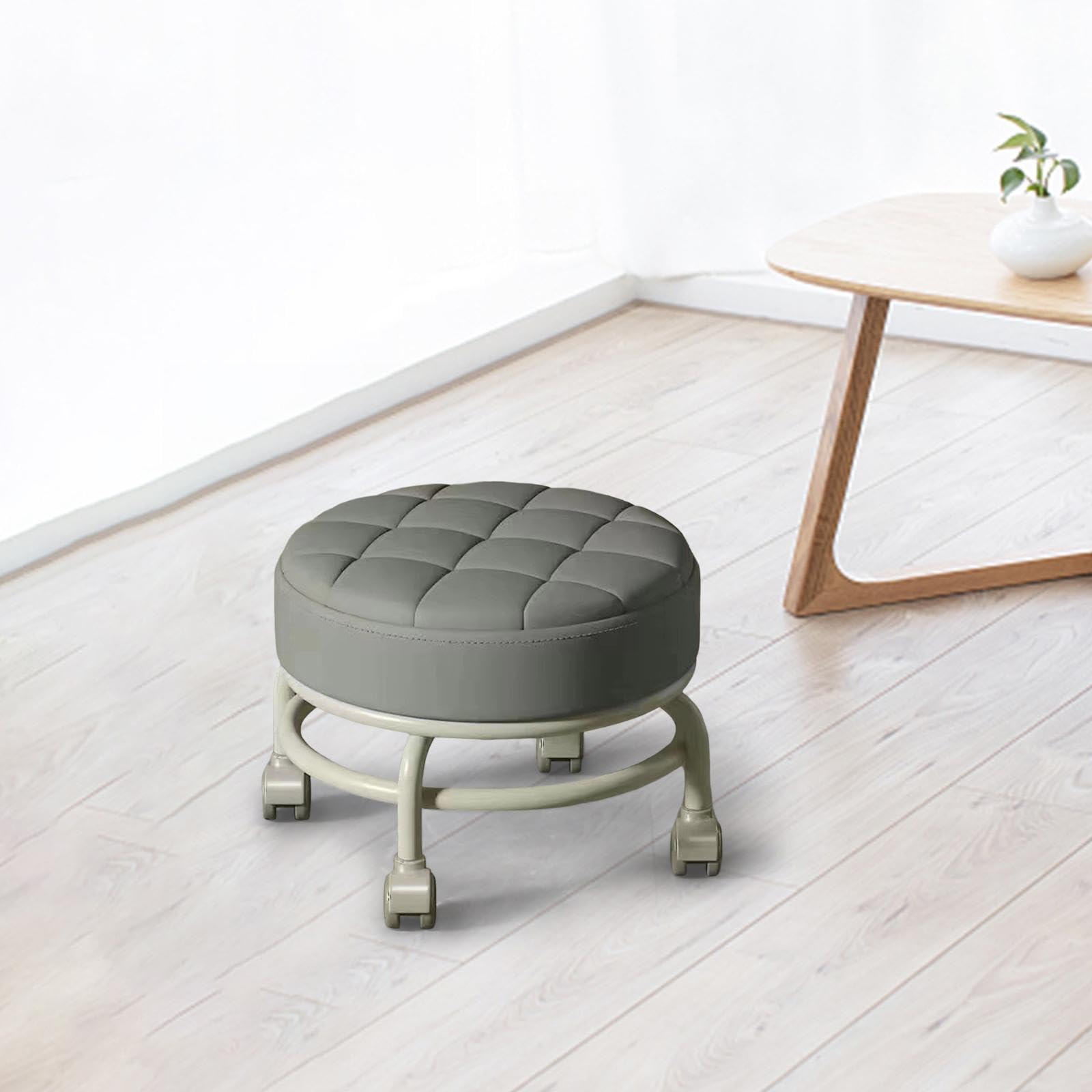 Sgabelli rotanti con ruote Girevole a 360° Sgabello per lavori domestici Sgabello per pedicure rotondo a basso rumore per garage, GRIGIO