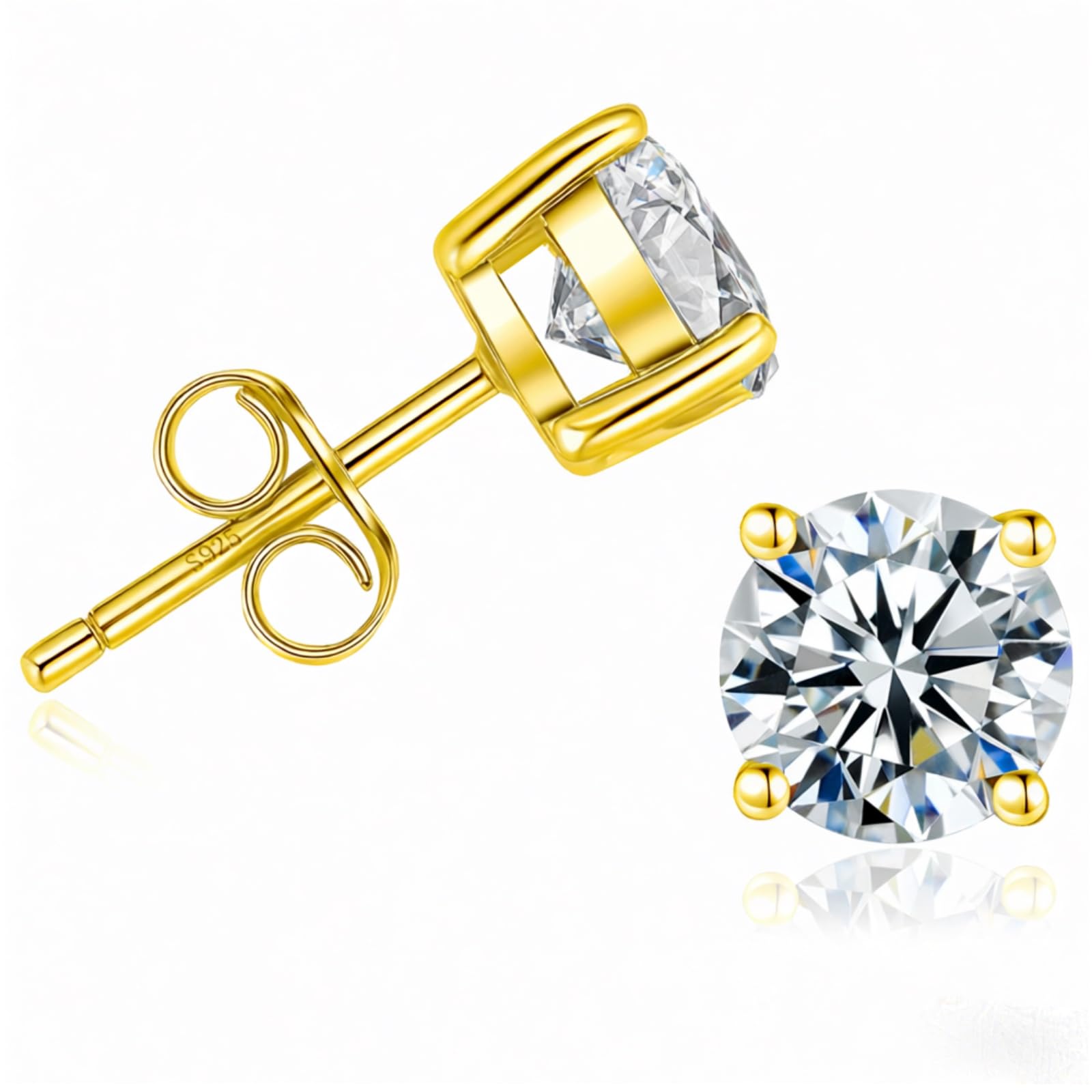 925 Sterling Silver Moissanite Dangle Hoop Earrings, 18K Gold Plated Dainty 1 Carat D Color VVS Clarity Lab-Grown Hoop Drop Earrings for Women