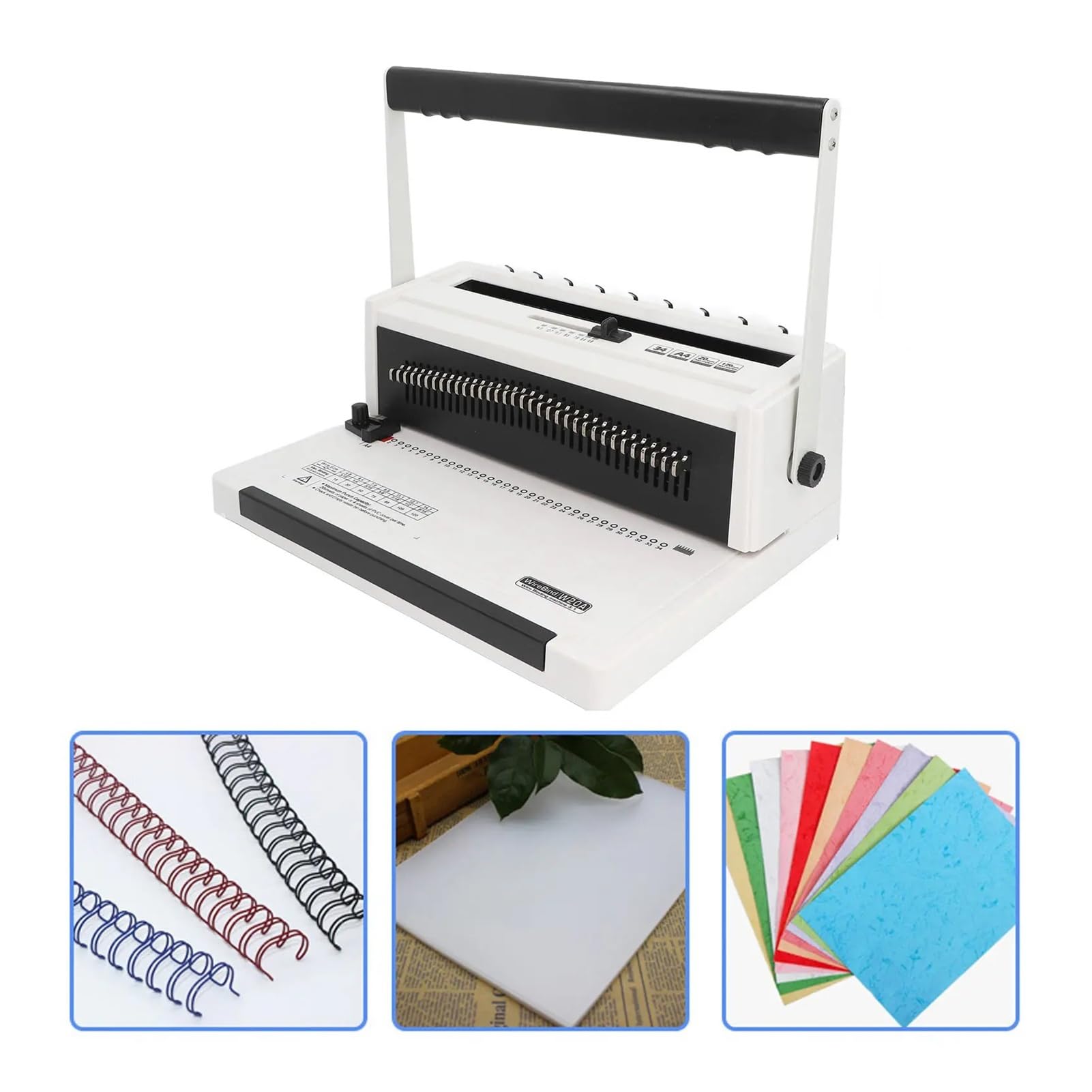 Machine de liaison de bobine électrique 3:1 Pitch manuel de trou de poinchoir pour les rapports.Lie le papier A4 avec poignée humanisée et espacement de précision.Outil professionnel d'organisateur de