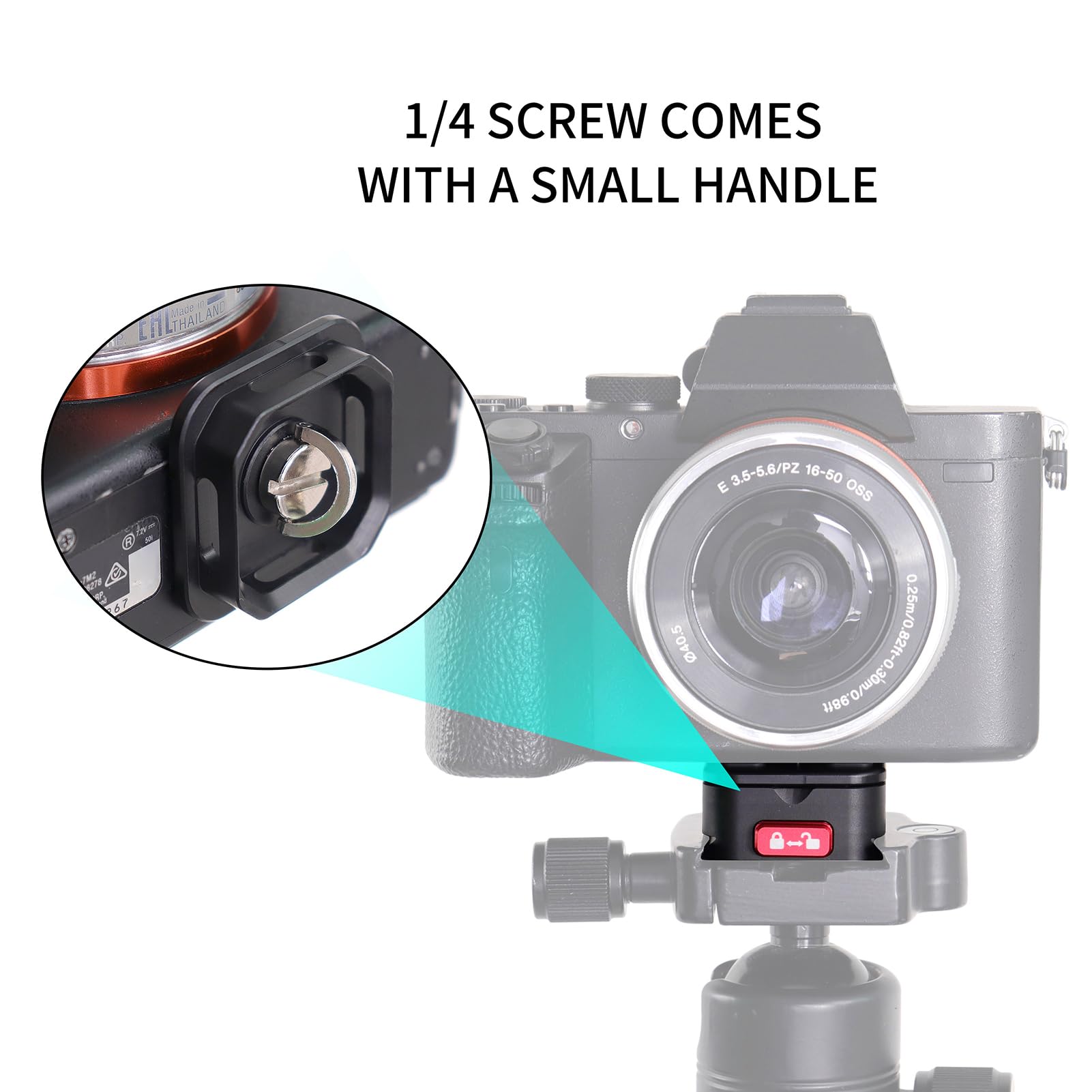 Placa de liberación rápida para trípode, placa QR, adaptador de montaje de cámara, configuración rápida, aleación de aluminio con tornillo de 1/4 pulgadas para cámara DSLR sin espejo, trípode