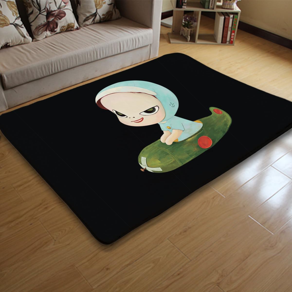 Amazon｜奈良美智 カーペット ラグマット 150×100cm 滑り止め付 洗える 
