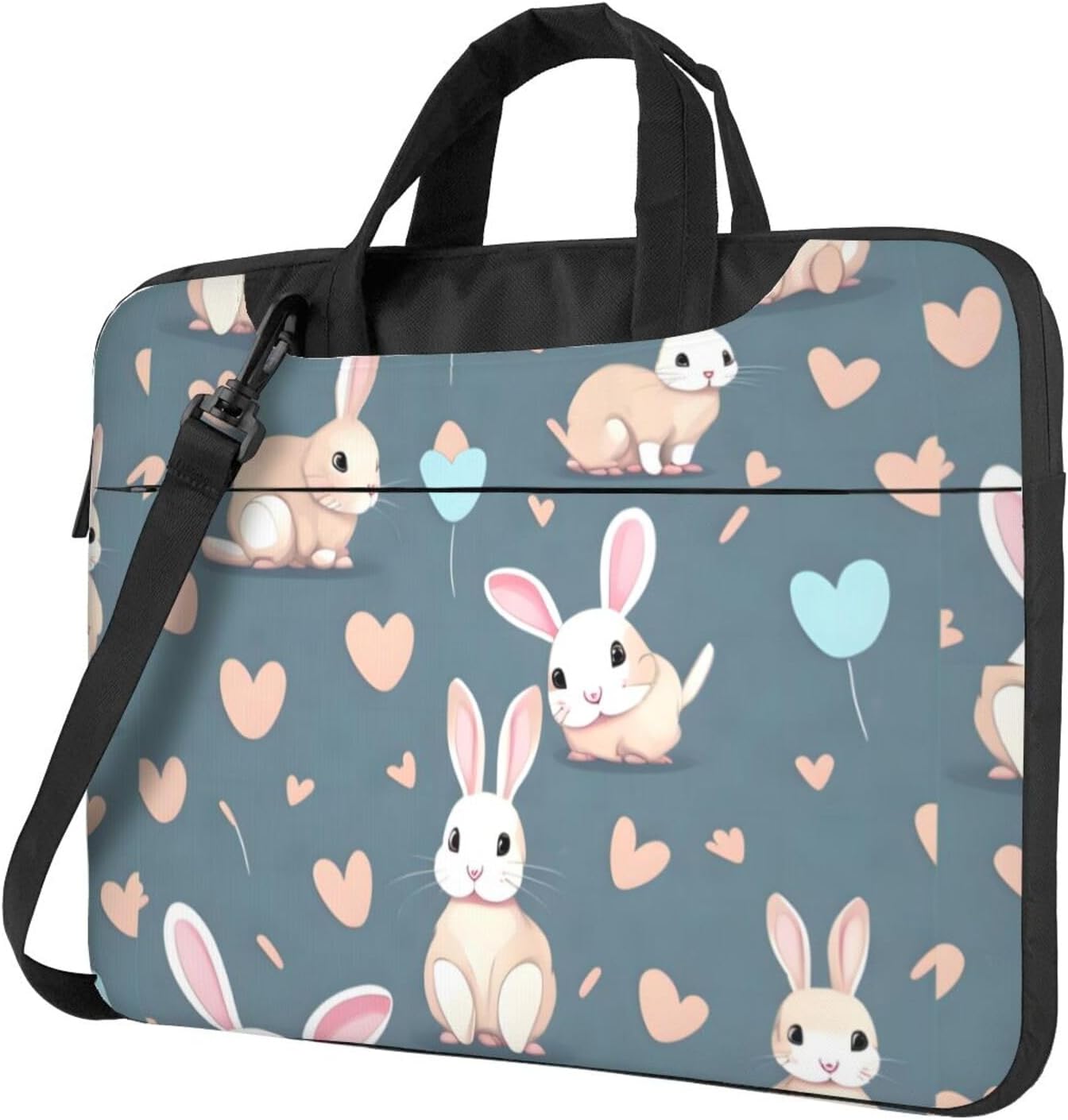 Cartoon cute bunny Printed portable laptop bag, shoulder bag, suitable for office work and travel