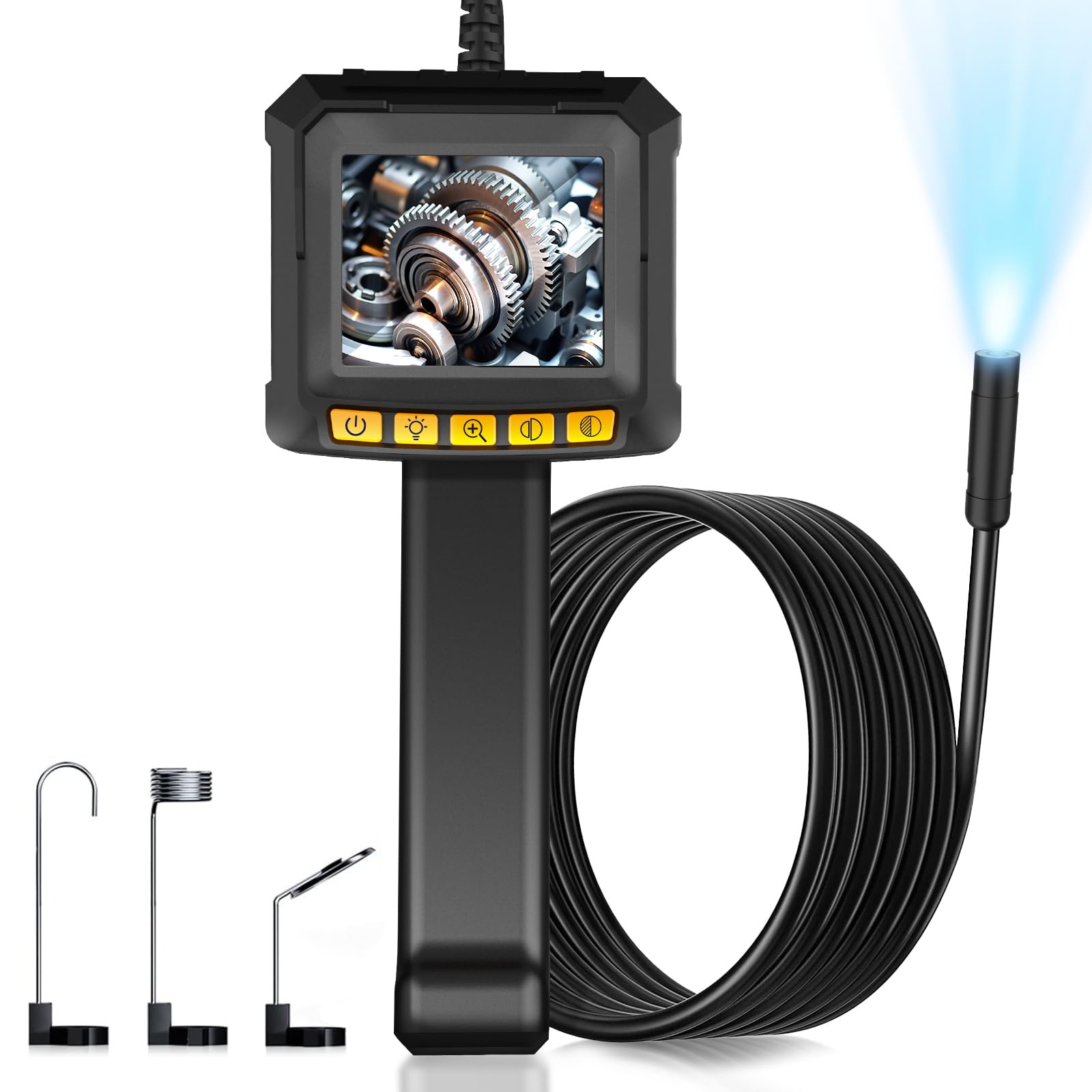 Moman EOS1 Borescope 1080P HD Inspection Camera with 2.4" IPS Screen, 16.4ft Semi-Rigid Cable, IP67 Waterproof, 8LEDs for Sewer, Pipe, Auto, Plumbing