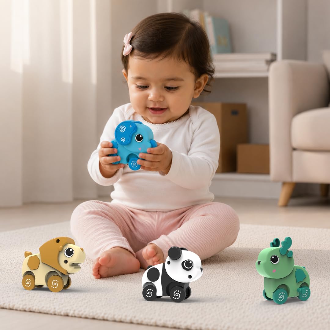 Innovitoy Wind Up Animal Crawling Toy – Random Animal Design, Assorted Elephant, Lion, Panda or Fawn, Educational Mechanical Toy for Early Learning, Battery Free, Pack of 1 2