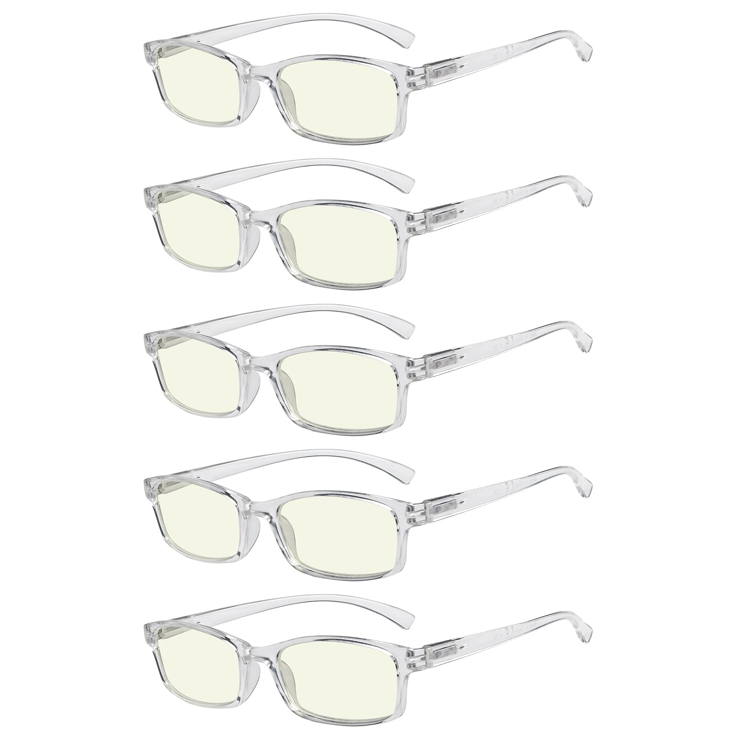 Eyekepper 5 Pairs Comfort Computer Reading Glasses for Women Men Blue Light Blocking Readers Transparent,+3.00