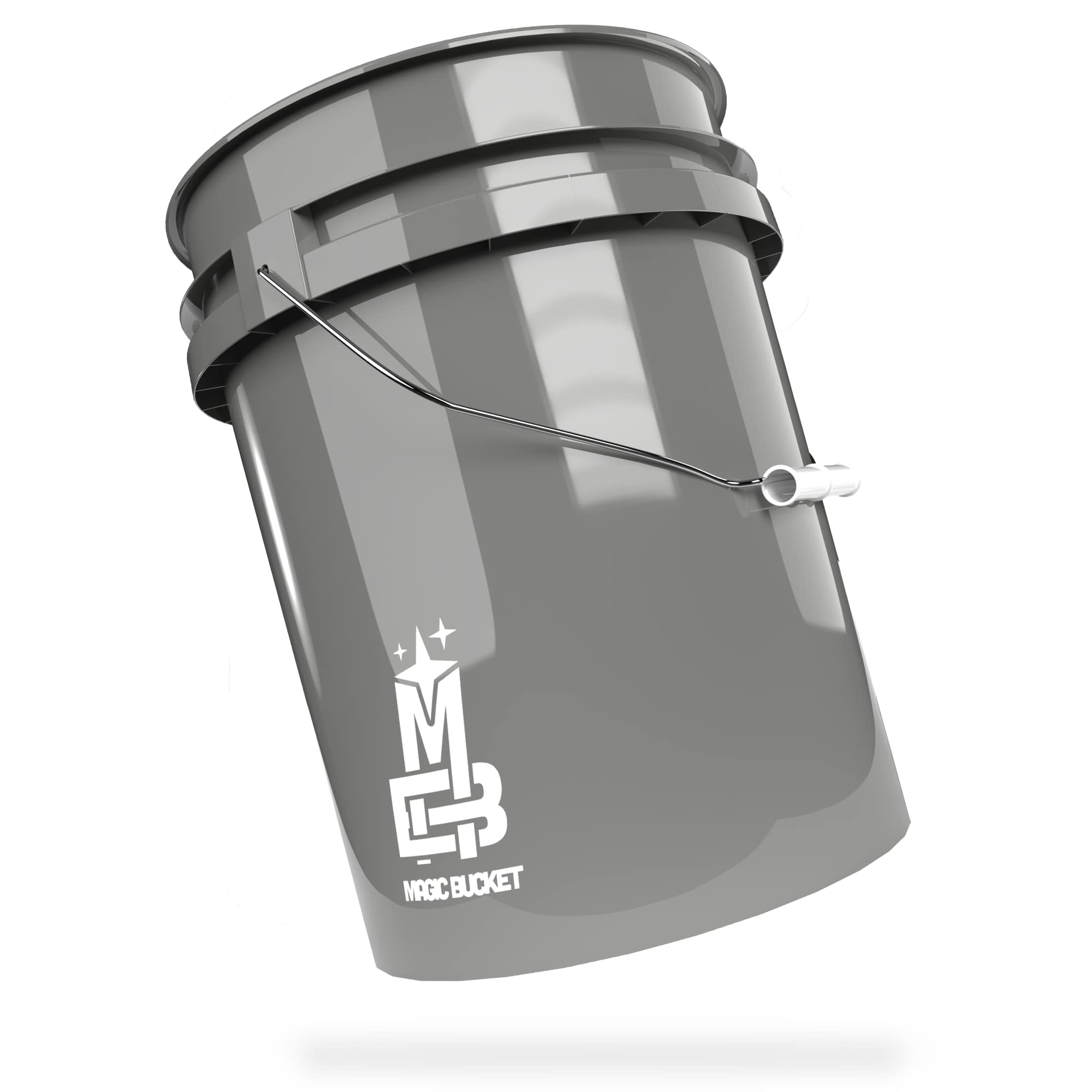 Magic Bucket 5 Gal - Grey Wash Bucket For Car Hand Wash Grey 5 Us Gallons Approx. 20 Litres Compatible With Grit Guard, Detail Guardz Dirt Lock, Chemical Guys Dirt Trap, Gamma Lids