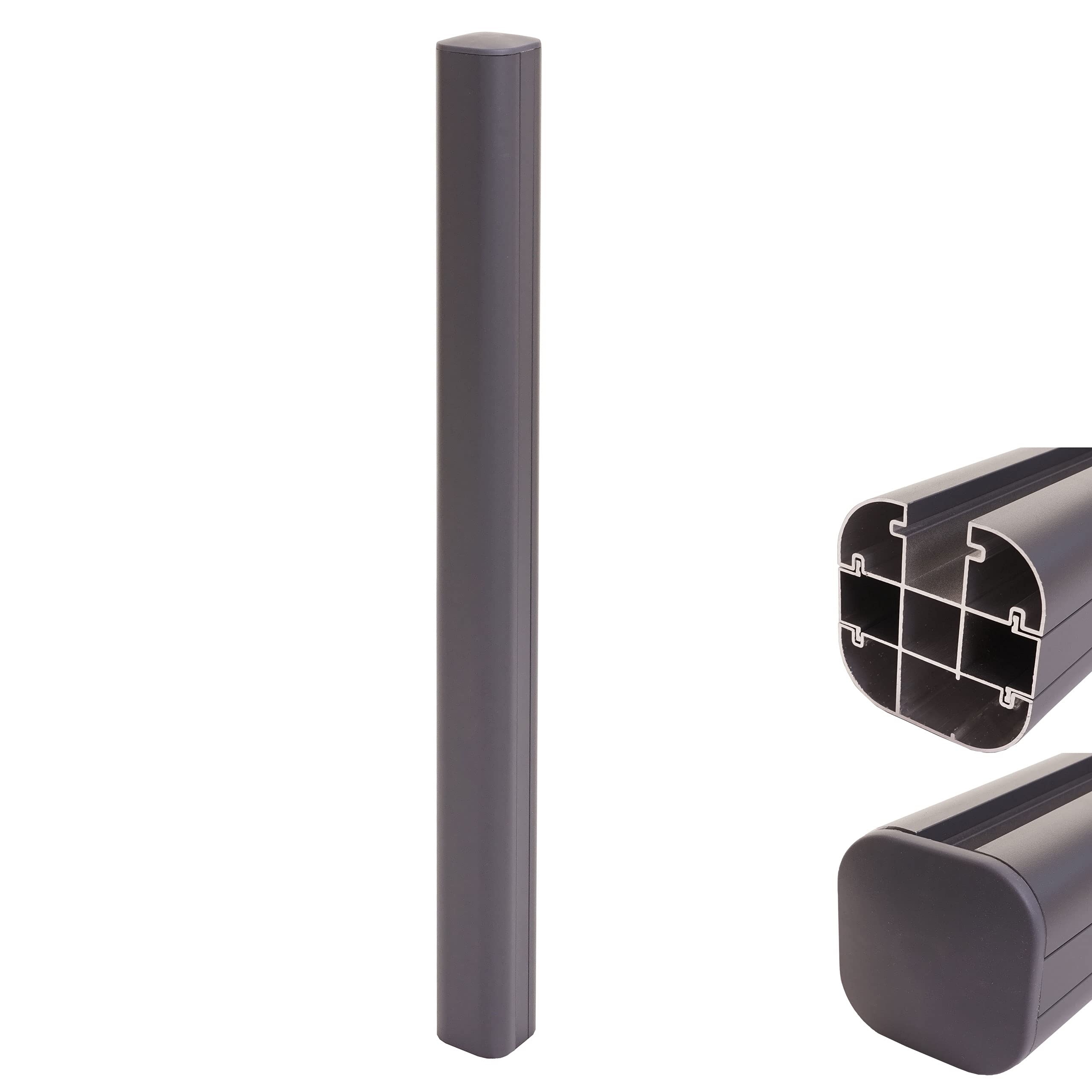 Mendler Aluminiowe słupki Sarthe-WPC, słupki słupki, system wtykowy - 98 cm, szare