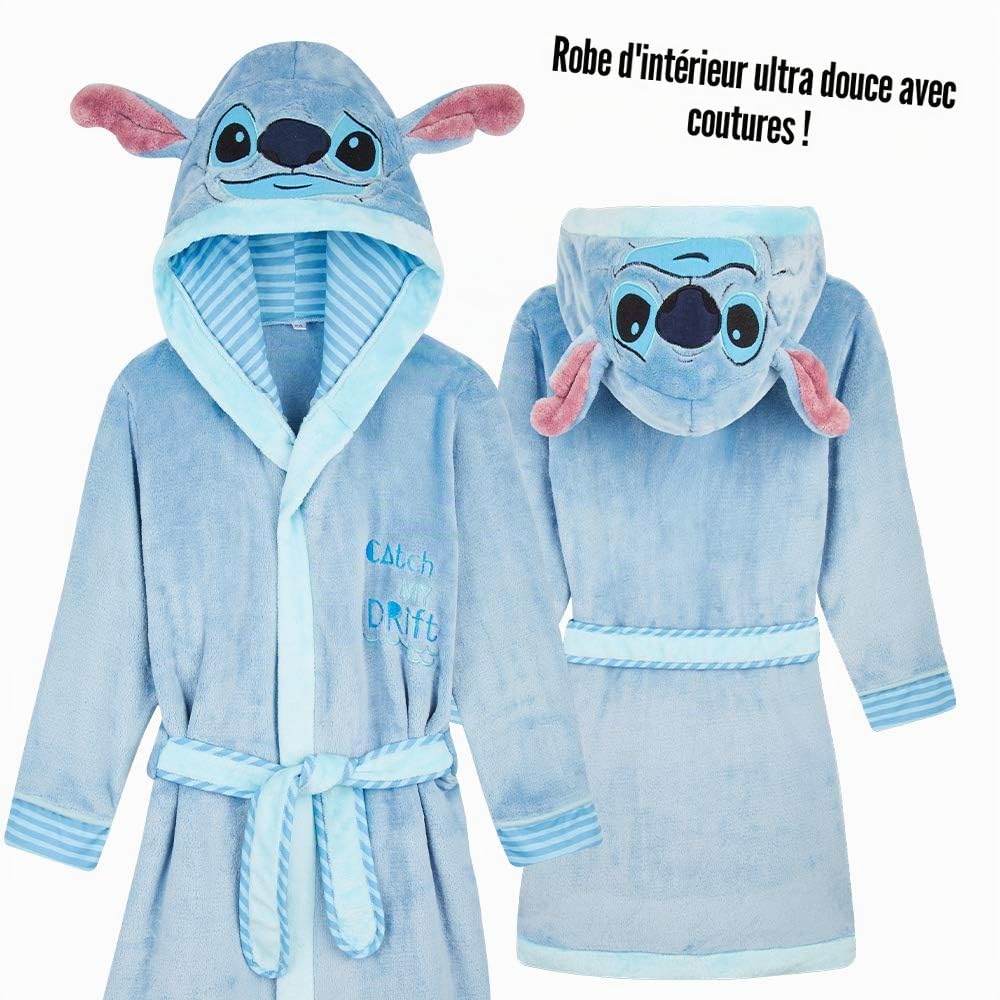 Disney Robe De Chambre Enfant Stitch, Peignoir En Polaire Douce, Idée De Cadeau Original Pour Garçon ou Fille