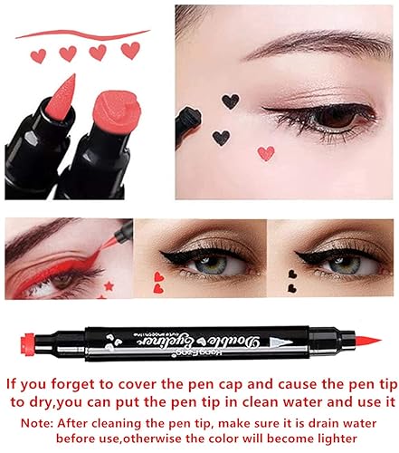 Miniatura 6 de Go Ho 4 sellos líquidos para delineador de ojos, doble cara, impermeables, delineador de ojos, herramienta de tatuaje con forma de corazón,