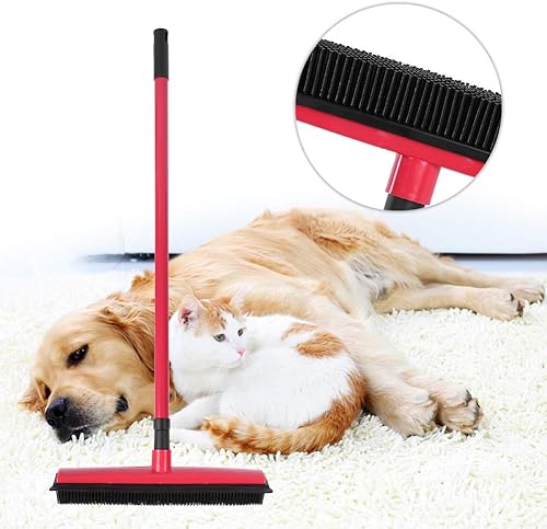 Miniatura 8 de Escoba de depilación de mascotas, quita fácilmente el pelo mango largo escoba empujadora herramienta de depilación de mascotas con cepillo de pelusa
