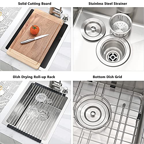 15 Inch Drop In Bar Sink -Vasoyo 15X20 Inch Topmount Wet Bar Sink 16 Gauge Stainless Steel Single Bowl Rv Kitchen Sink Outdoor Sink Utility Sink Mini Sink Basin With Cutting Board #TOP6