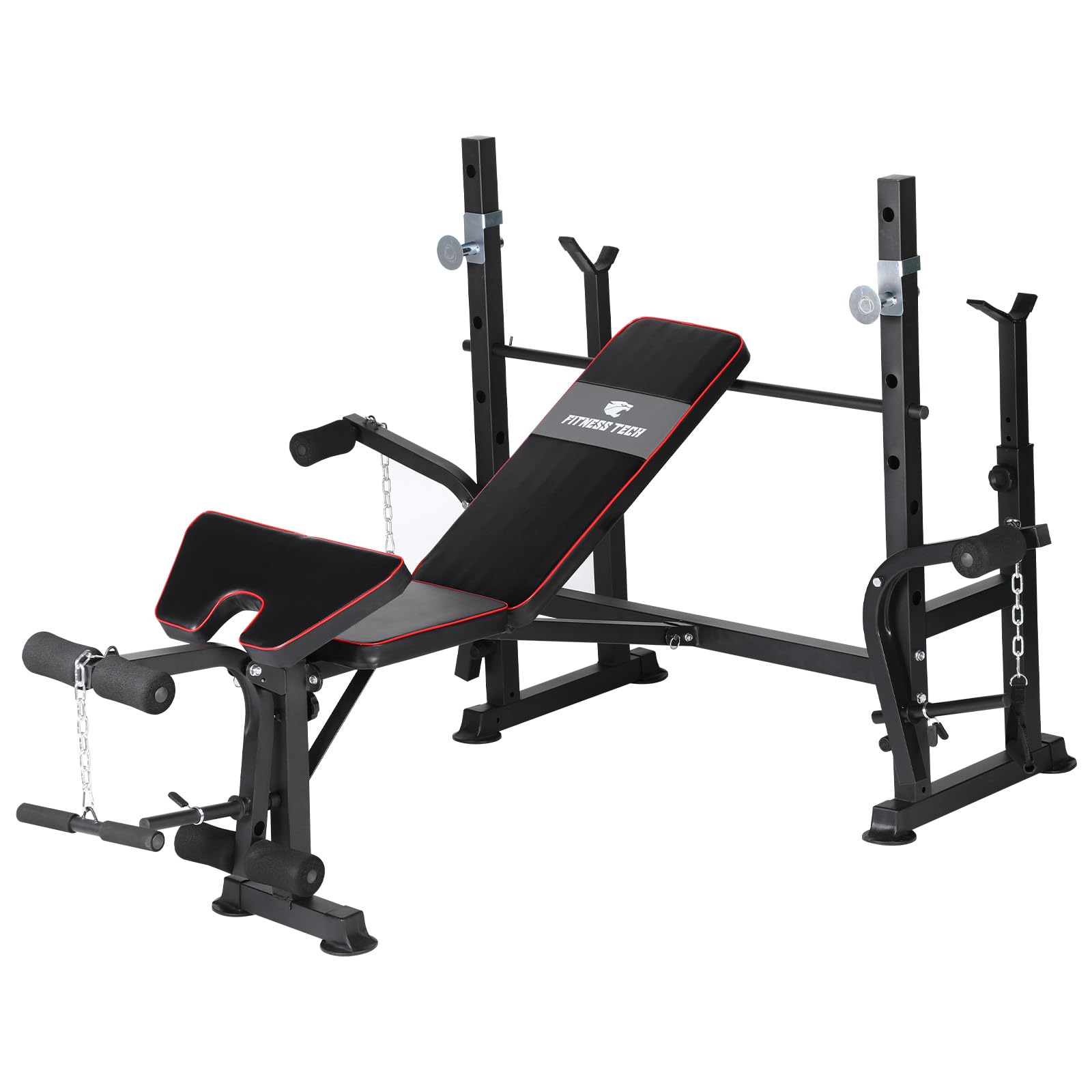 Banco Multiestación Reclinable para Press Banca y Sentadillas, Banco Ajustable para Entrenamiento de Cuerpo Completo, Equipo de Musculación Profesional para Casa o Gimnasio, 34kg