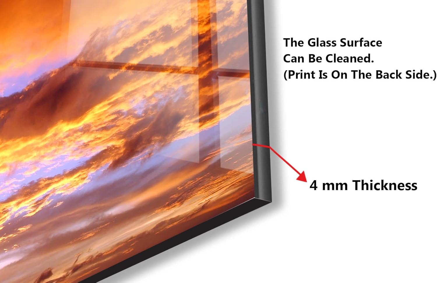 Myphotostation Tempered Glass Splashback 16x16'-Sunset Backsplash Tile Design Cooker Sky Backsplash Panel Glass Splashback for Bathroom Panel Design Sunset Splashback for Stove Kitchen