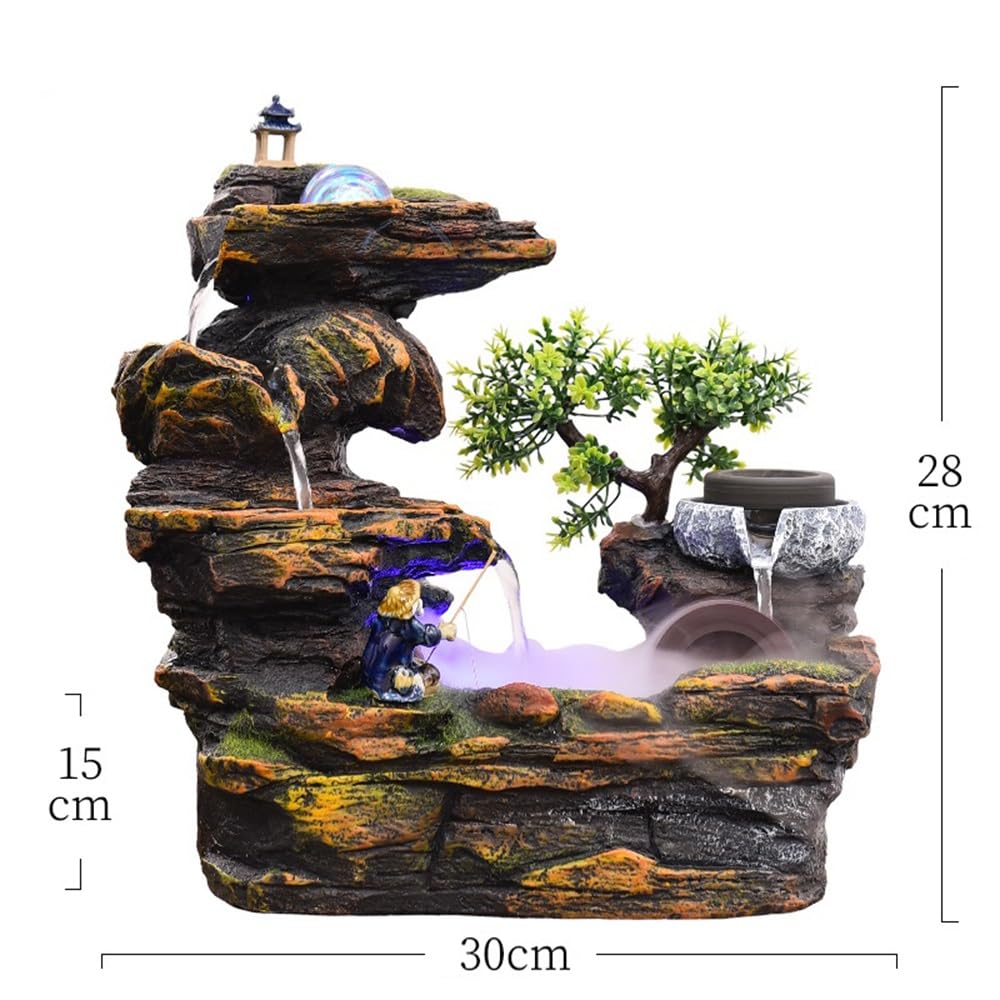 Fuente para Interiores Fuente de Cascada de Flujo automático Prosperity Mountain for Negocios y decoración del hogar Cascada Fuente