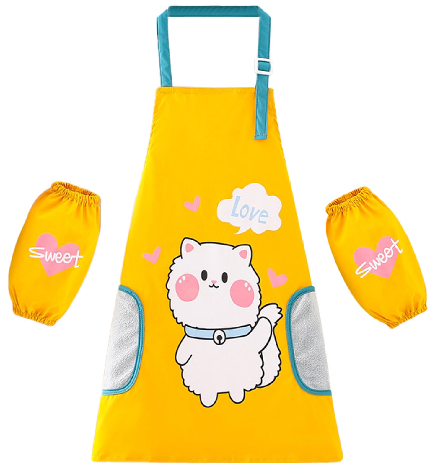 LIMHOO 2-in-1 Kinder Malschürzen Set Wasserdichte Graffiti-Schürze für Kinder mit abwischbaren Coral-Fleece-Einsätzen