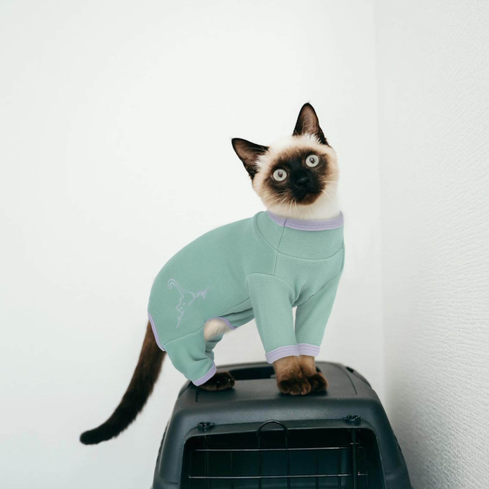Jersey Gato, Ropa Invierno Sudadera Oara Pijama Camiseta Recuperación Gato Chaleco(Verde Claro, L)