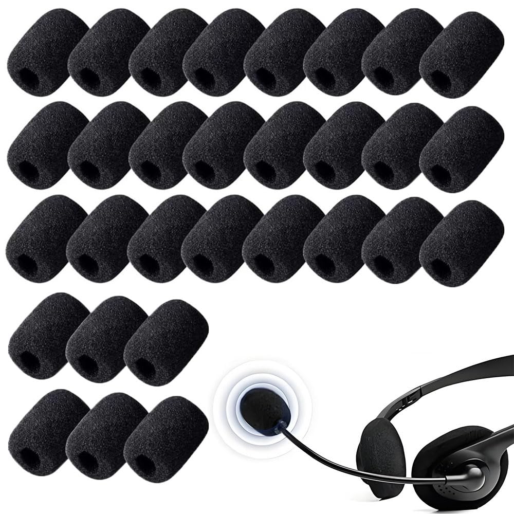 GLOWZEN マイクスポンジ 30個セット マイクカバー 風防 雑音防止 汎用品 30mm×22mm×8mm