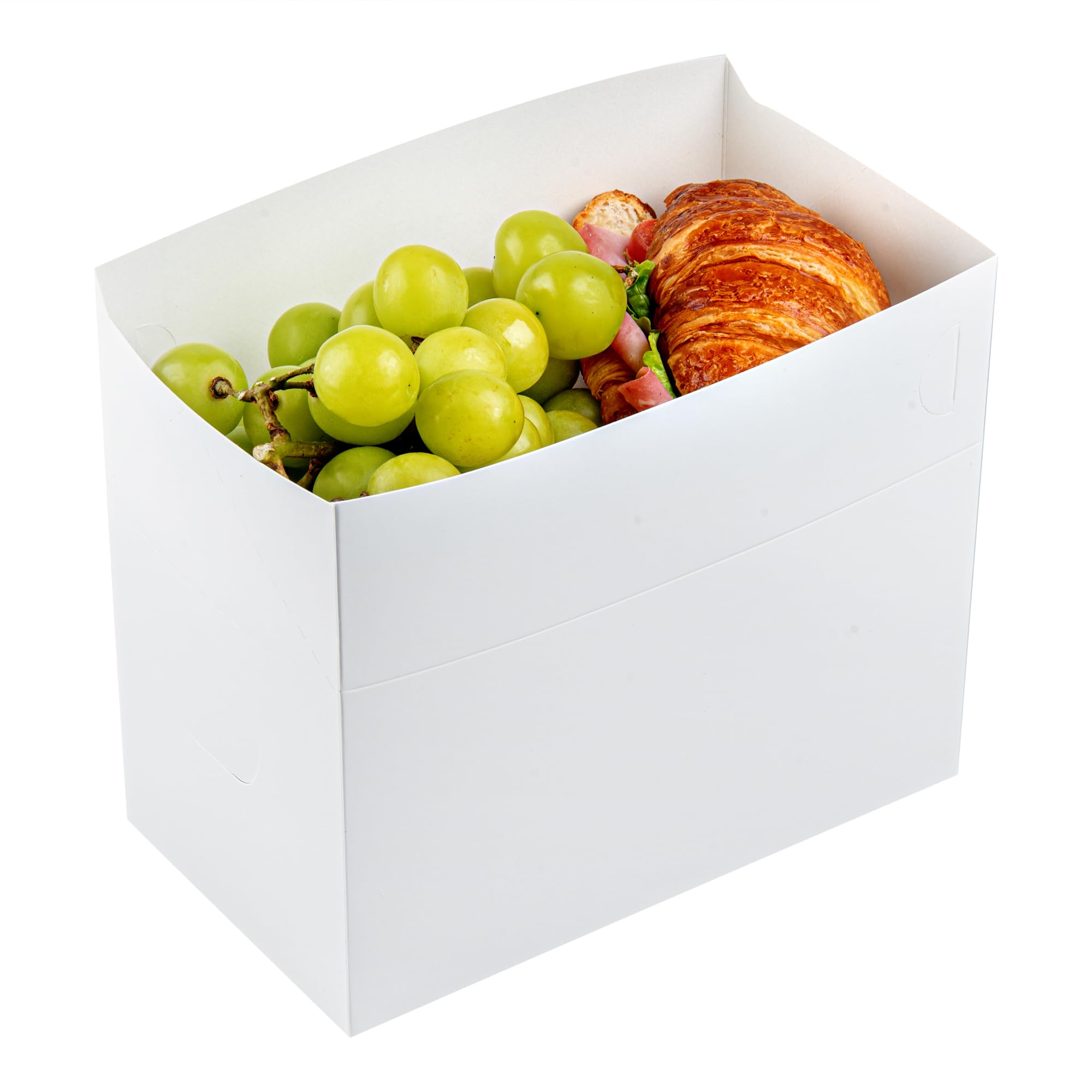 Bio Tek - Cajas para llevar de 80 onzas, 100 recipientes rectangulares para alimentos, cierre superior rápido, desechables, contenedores de papel blanco, a prueba de grasa, para hamburguesas o pollos