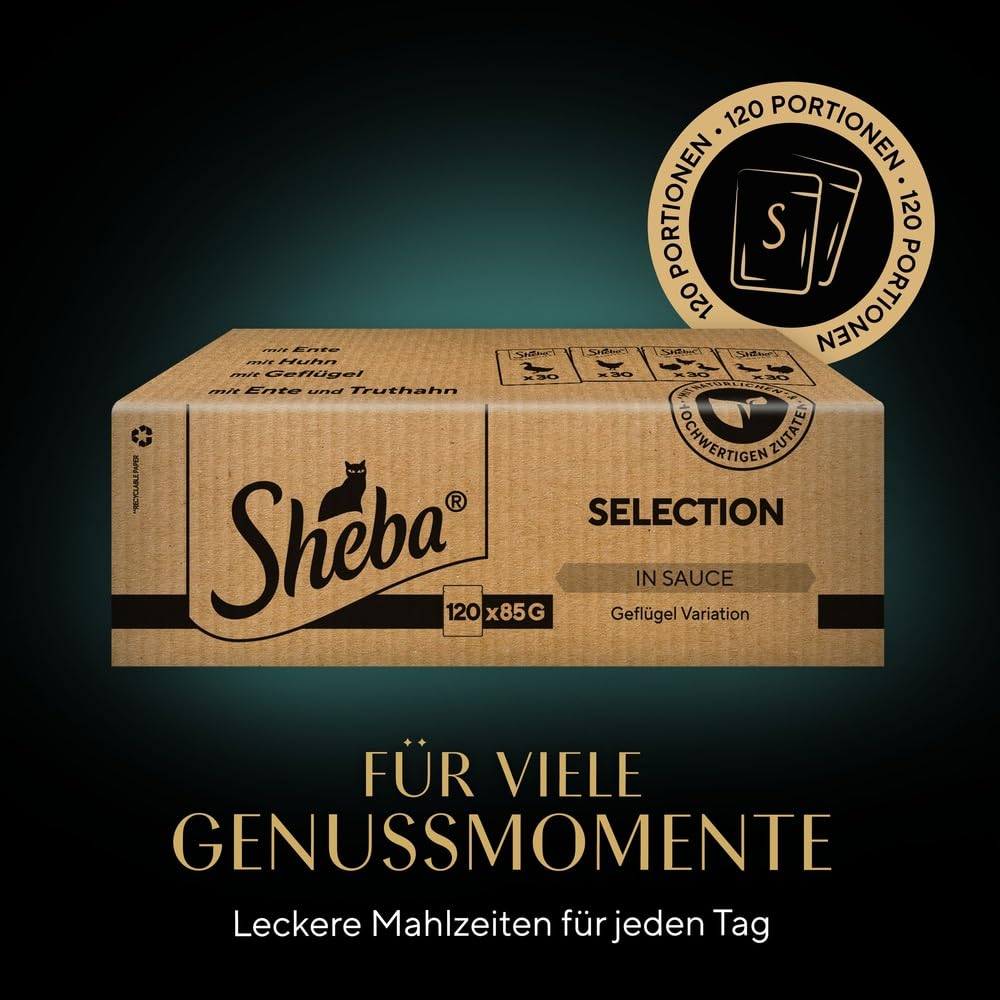 Sheba Selection Katzen Nassfutter im Portionsbeutel Geflügel Variation in Sauce Multipack 120x85g