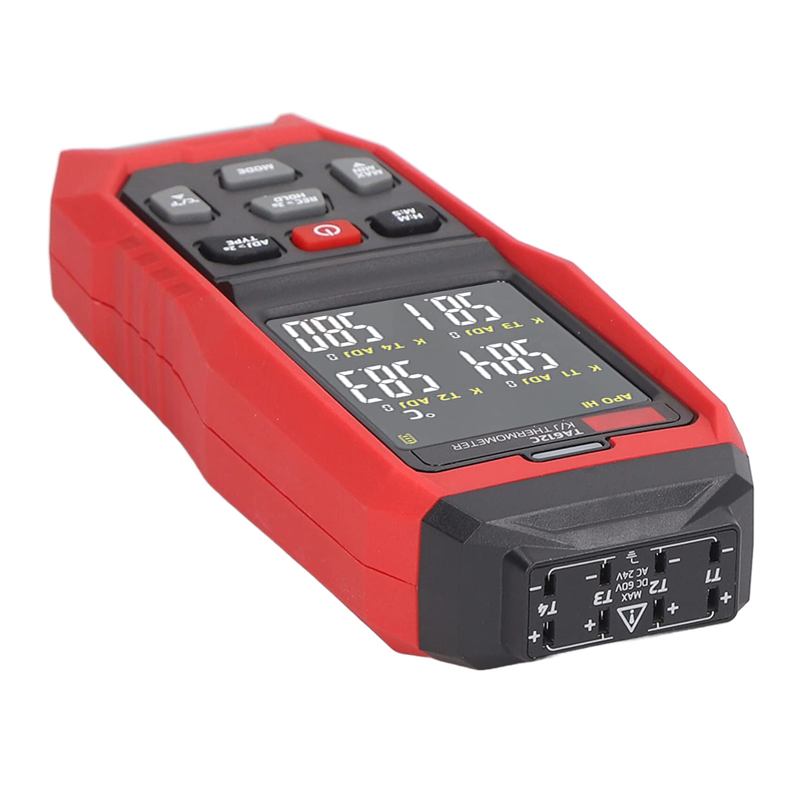 Termómetro Termopar Tipo K Preciso Monitoreo Digital de 4 Canales para Entornos Industriales Rojo